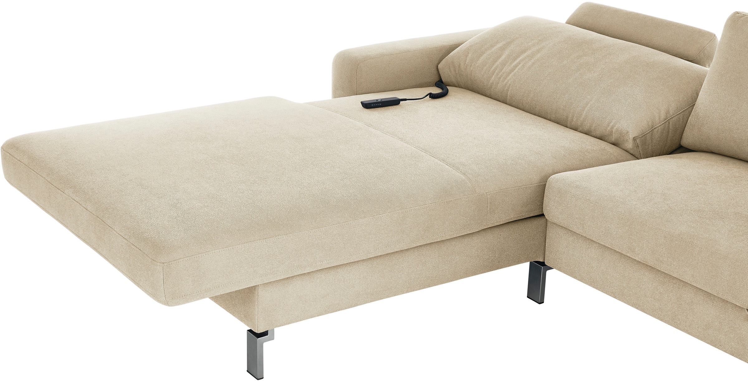 3C Candy Ecksofa »Lecce, wahlweise PUR-Schaumstoff oder Tonnentaschenfederkern«, Bett im 2,5-Sitzer, teilmotorische Schlaffunktion im Longchair, L-Form