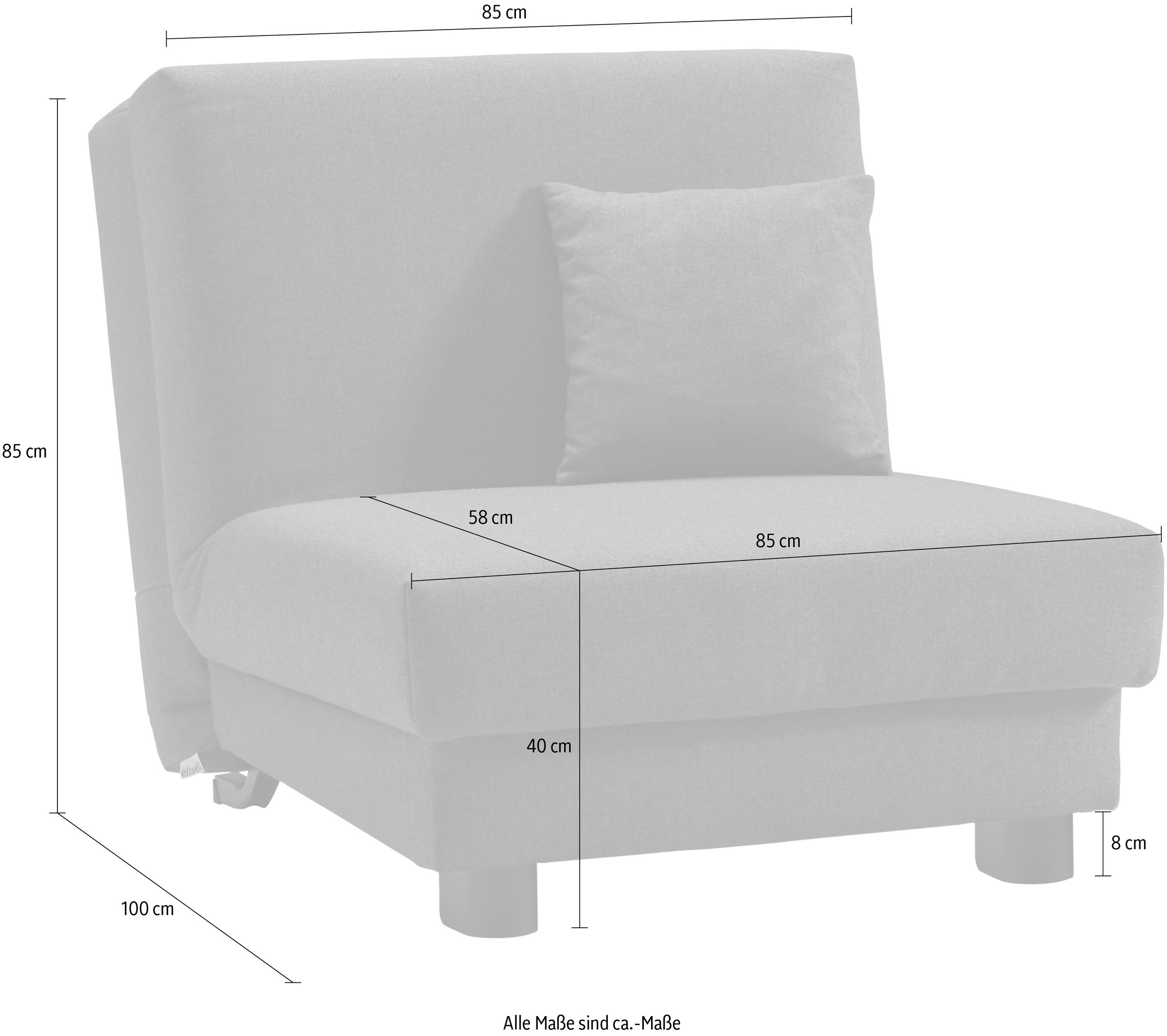 ell + ell Schlafsofa »Enny«, Liegefläche Breite 80 cm, Liegehöhe 45 cm, Füße alufarben, Rückenlehne