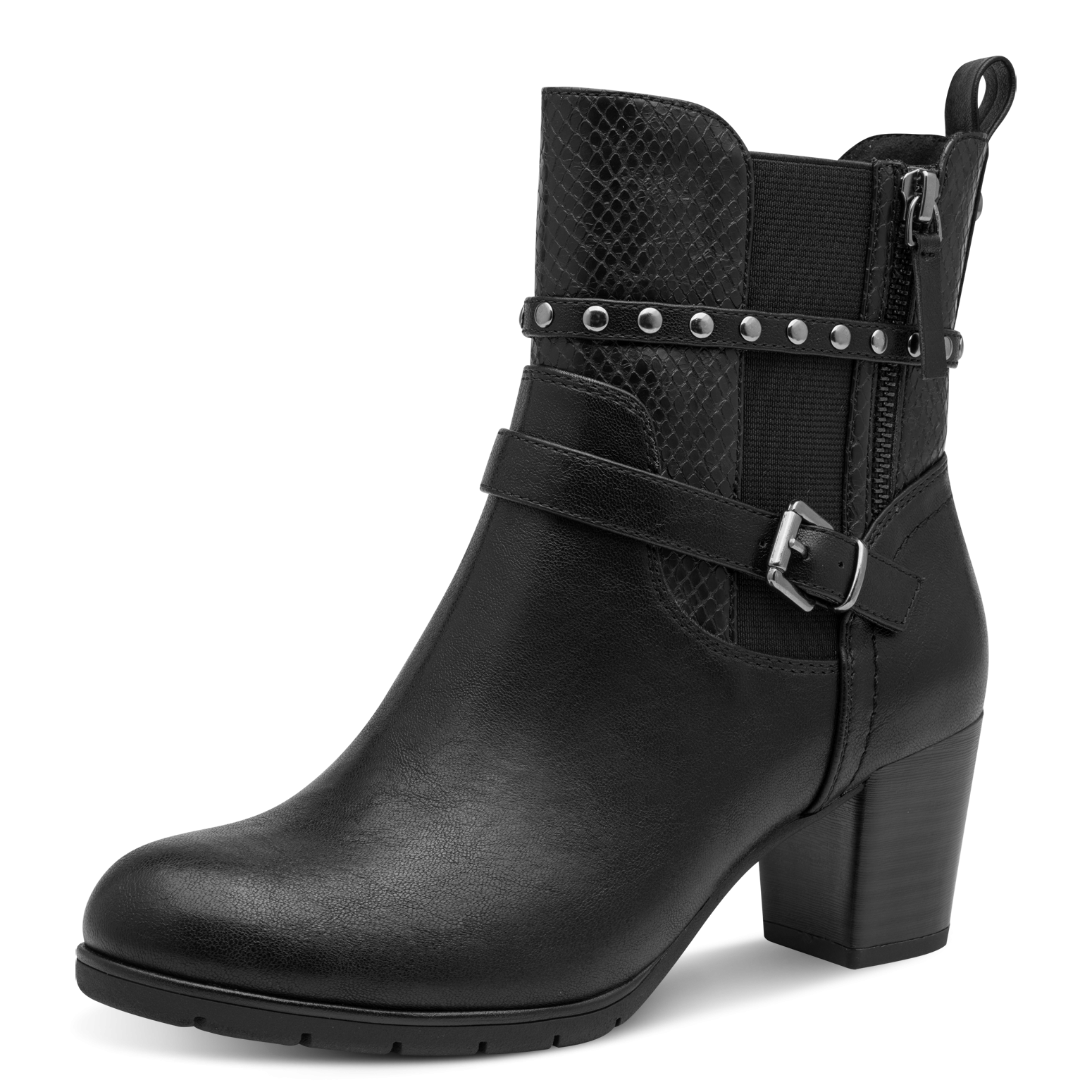 MARCO TOZZI Stiefelette  Ankle Boots mit Zierschnalle und Snake-Optik-Einsatz
