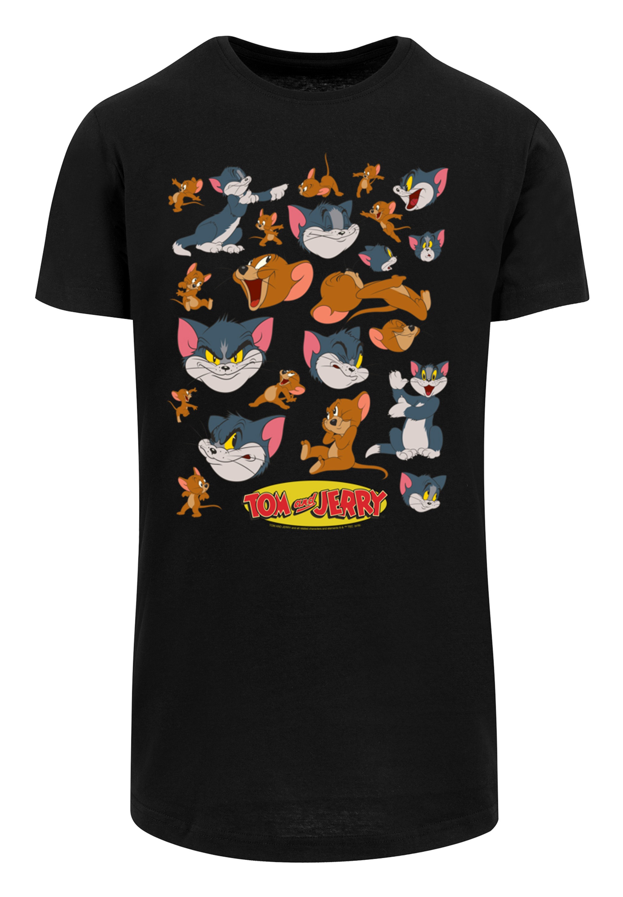 F4NT4STIC T-Shirt »Long Cut T-Shirt Tom and Jerry TV Serie Many Faces«, Herren,Premium Merch,Lang,Longshirt,Bedruckt