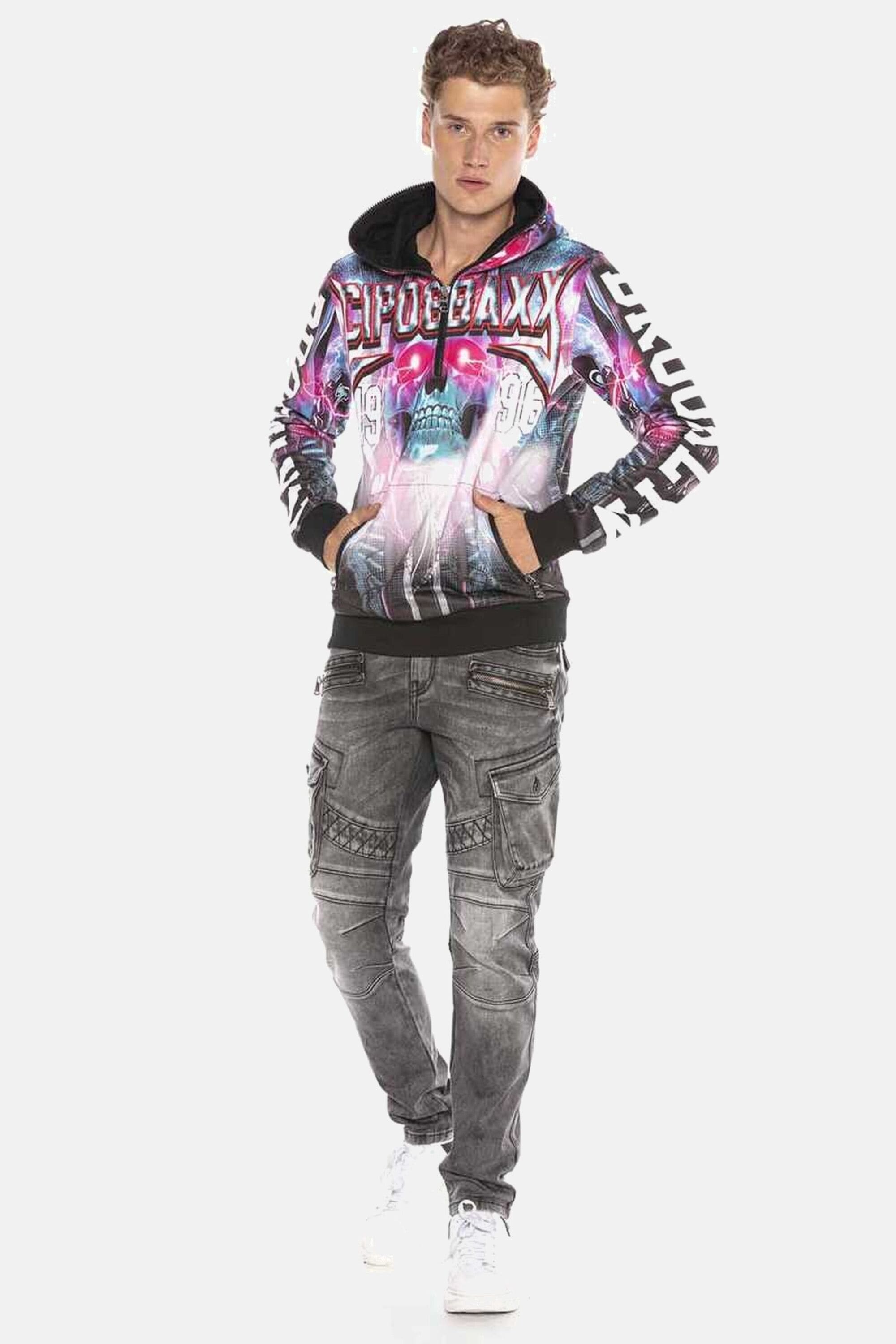 Cipo & Baxx Kapuzensweatshirt »Sweatshirts«, mit auffälligem Allover-Printdesign, CL416