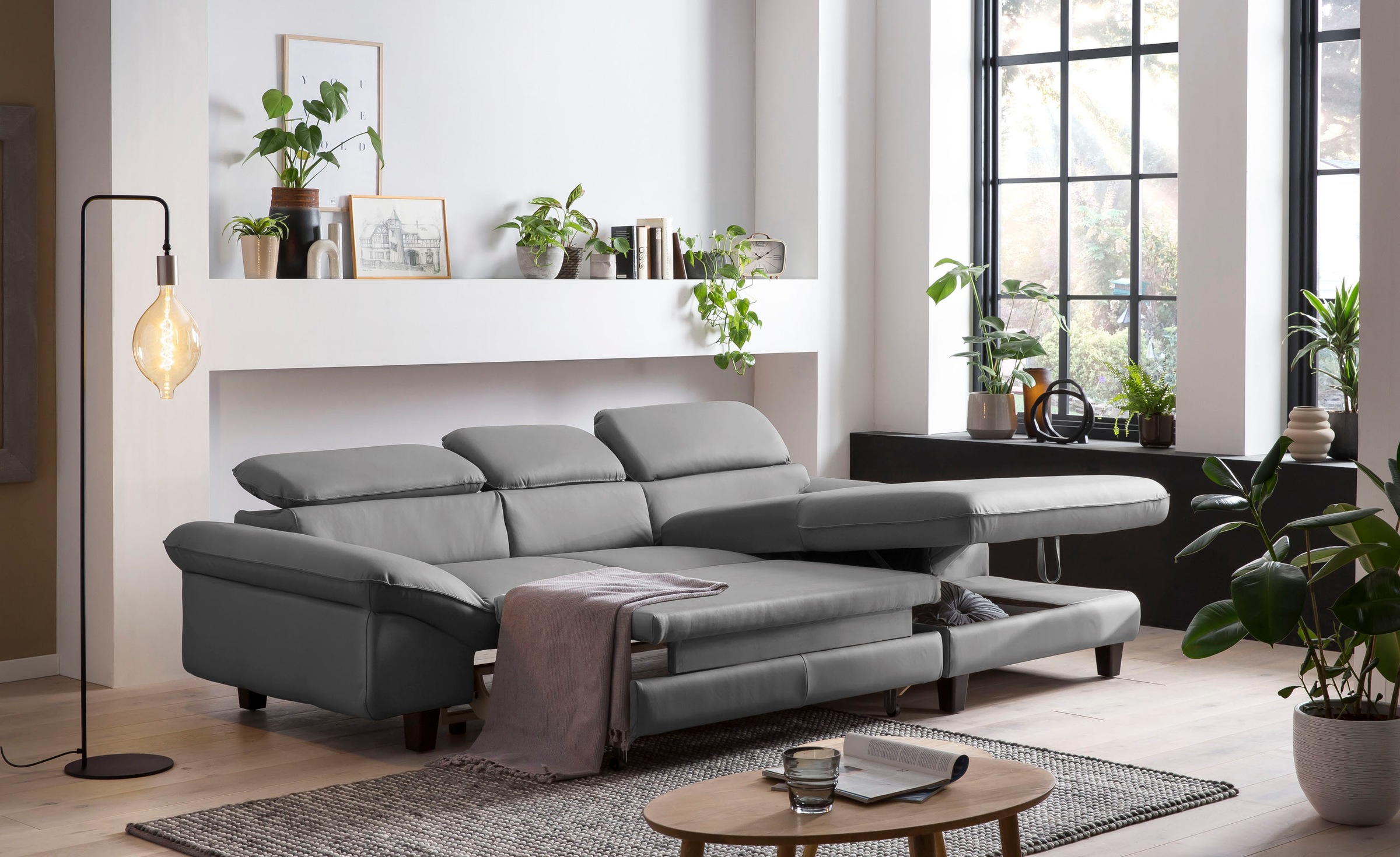 Home affaire Ecksofa »Pilot L-Form«, mit Kopfteilverstellung, wahlweise mit Bettfunktion & Bettkasten