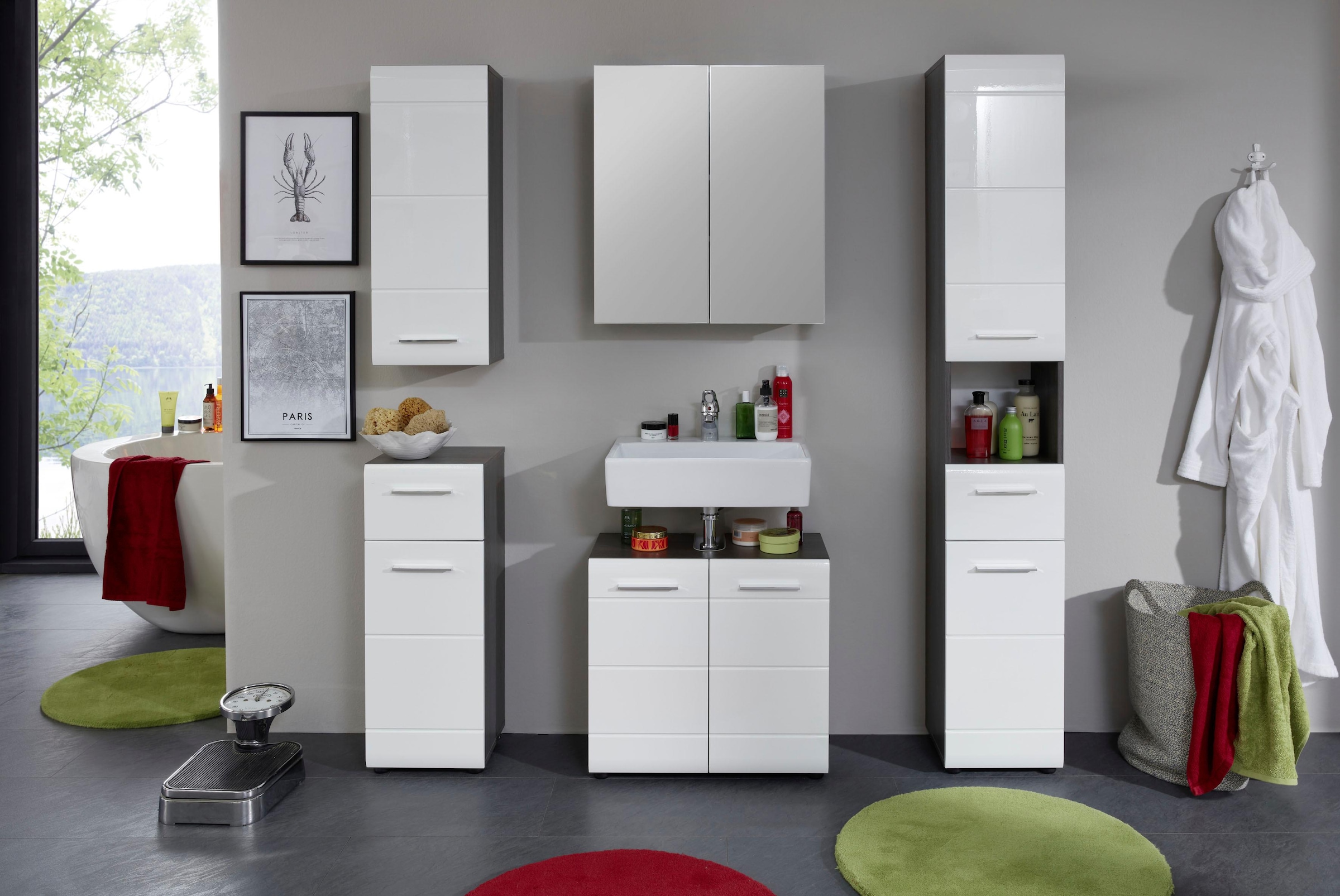 welltime Badmöbel-Set "Sovana", (Set, 5 St.), Badezimmermöbel mit Fronten i günstig online kaufen