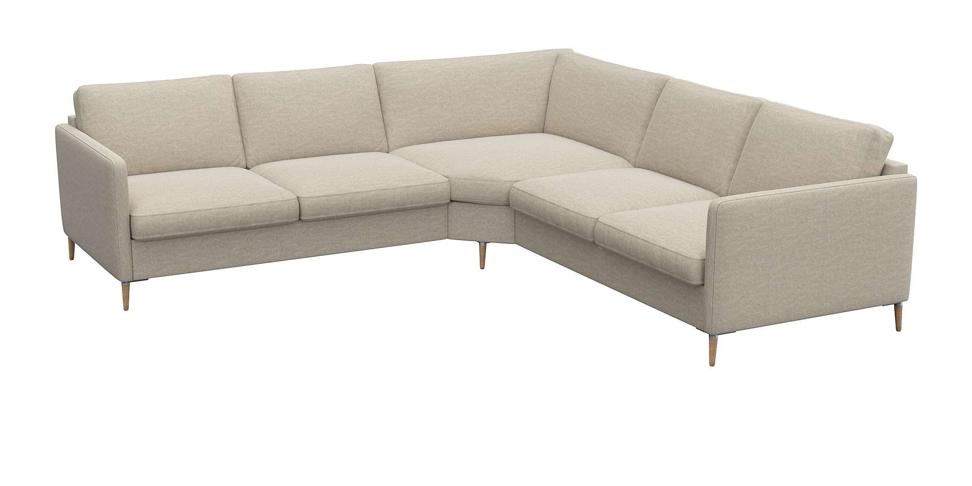 FLEXLUX Ecksofa »Fiore, gleichschenklig, bequem durch hochwertigem Sitzaufbau«, schmale Armlehnen, Kaltschaum, Füße Alu+ Eiche