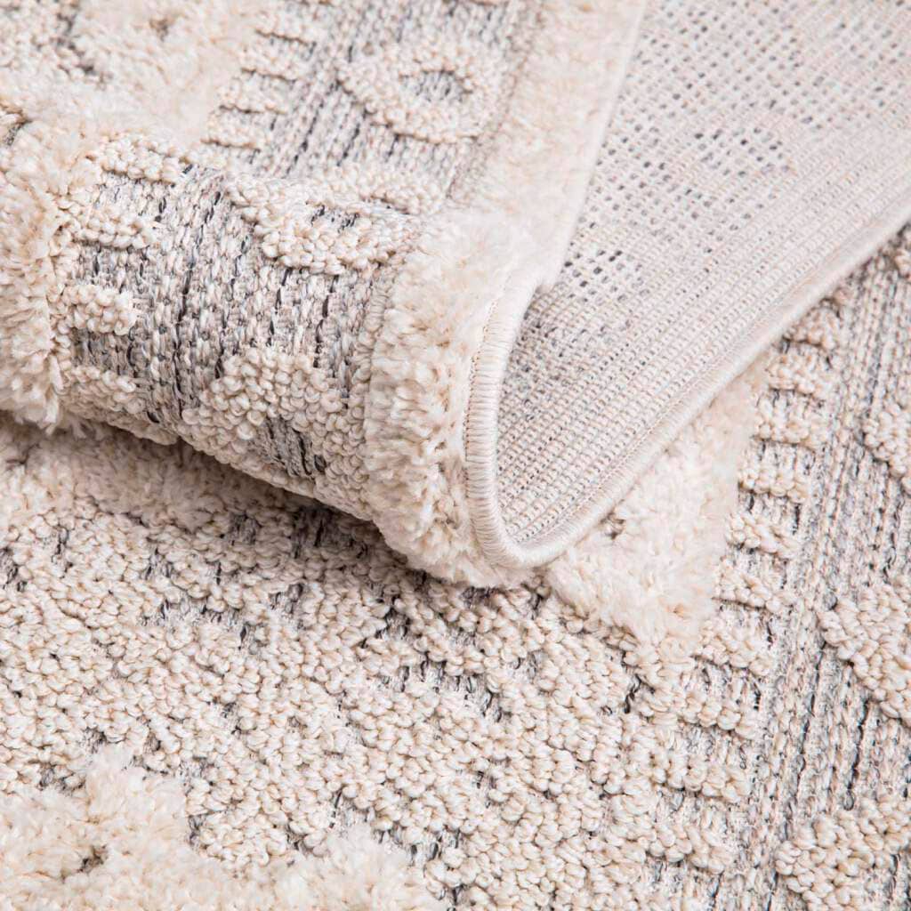 Carpet City Hochflor-Teppich »Valencia 730«, rechteckig, 20 mm Höhe, Läufer, Boho-Stil, 3D-Effekt, Relief, Hoch-Tief-Struktur, mit Fransen