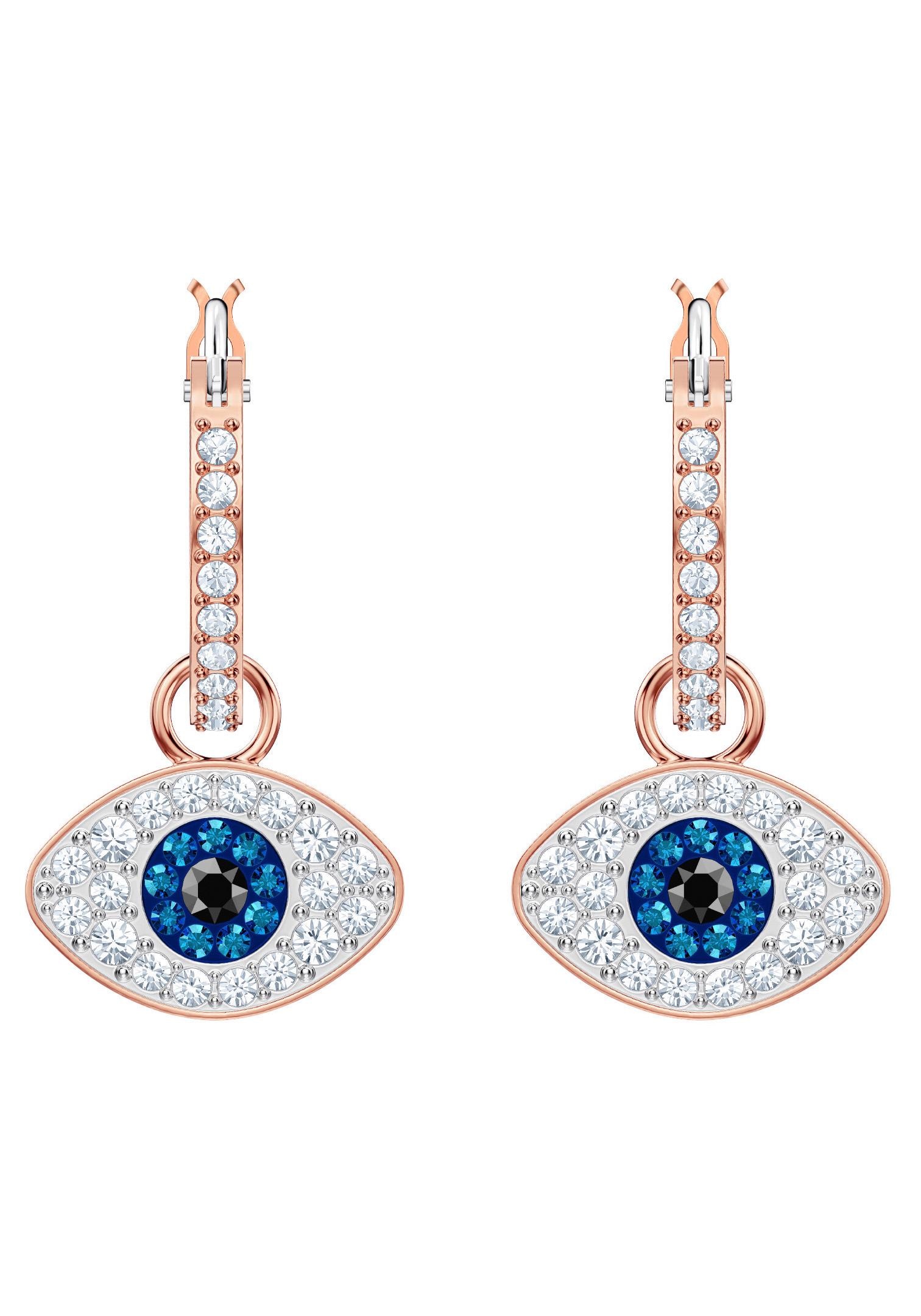 Swarovski Paar Creolen »Duo Evil Eye, mehrfarbig, rosé Vergoldung