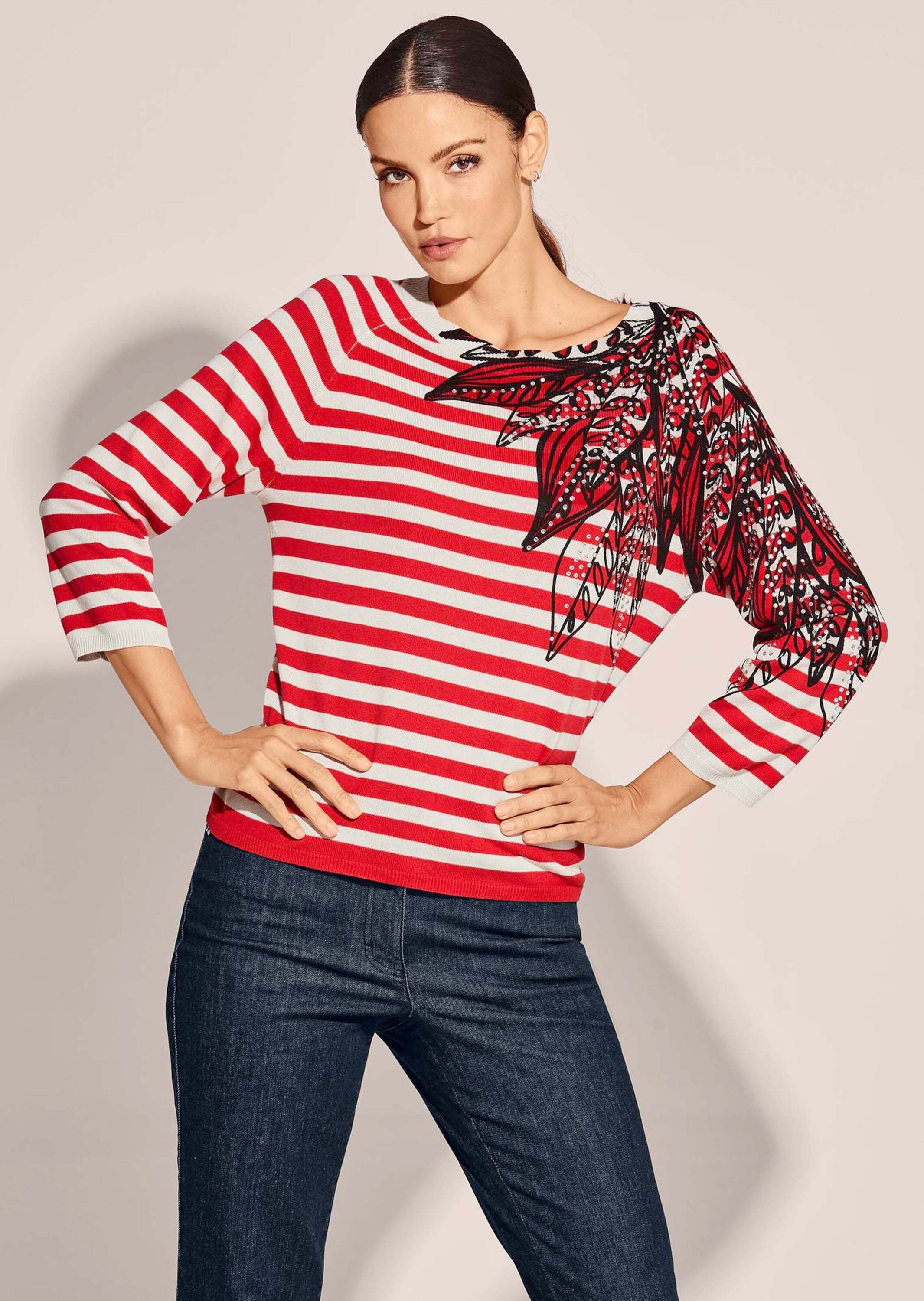 Thumbnail - MADELEINE Longpullover "Pullover Gestreifter Pullover mit Strasssteinchen"