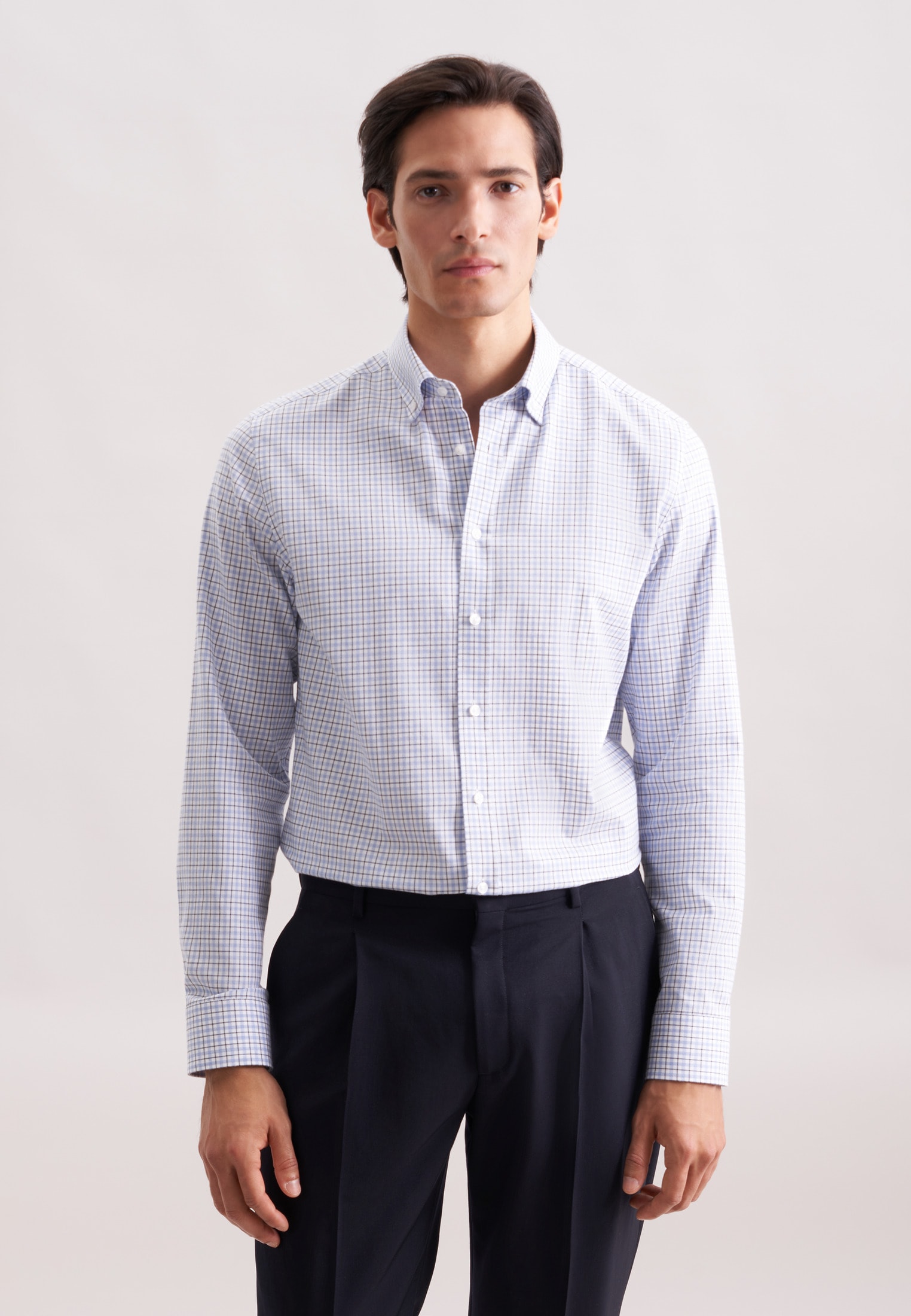 seidensticker "Schwarze Rose" Slim 1/1 Button-Down-Kragen Karo