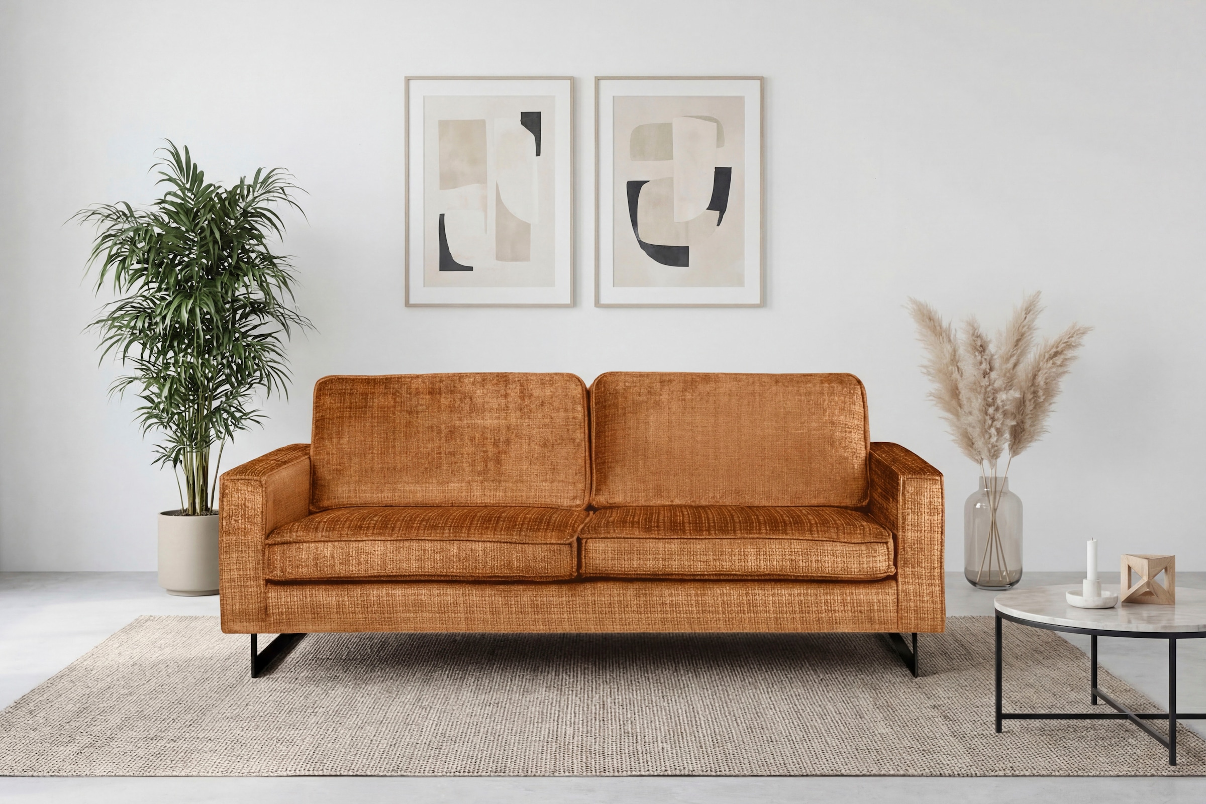 Home affaire 3-Sitzer "Pinto, 206 cm, Cord, Chenille, Lederoptik" mit Keder günstig online kaufen