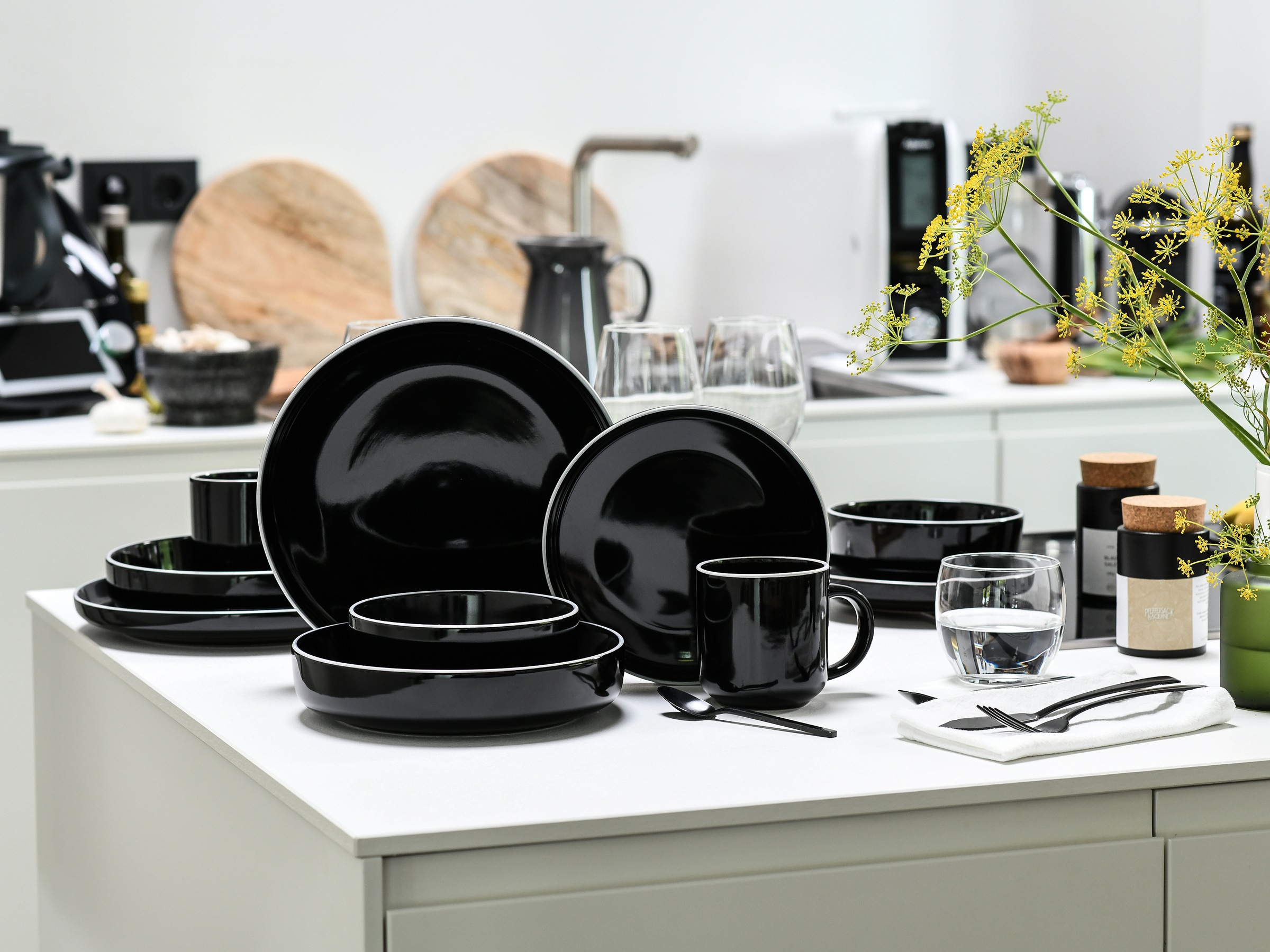CreaTable Kombiservice »Nordic Gourmet, Service 10-tlg.« Minimalistisches Design, Glänzende Glasur, Nordische Ästhetik