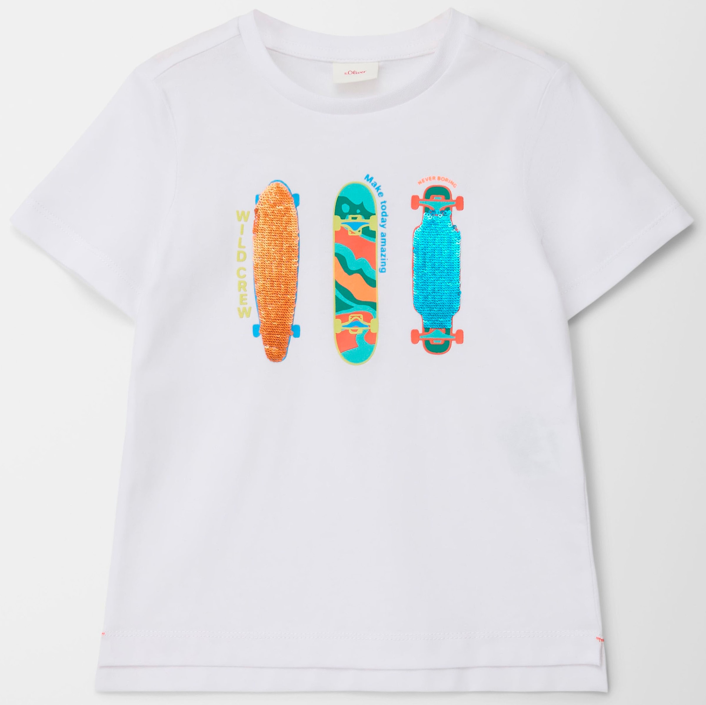 s.Oliver Junior Print-Shirt, mit Wendepailletten | BAUR | Rundhalsshirts