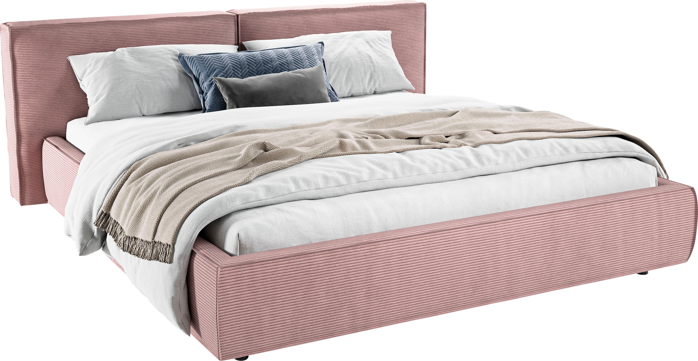 Home affaire Polsterbett "Adrina mit Biesenoptik, Feincord und Luxus-Microfaser" bis 280kg, auch in Überlänge 220 cm, 4 Breiten bis 200cm