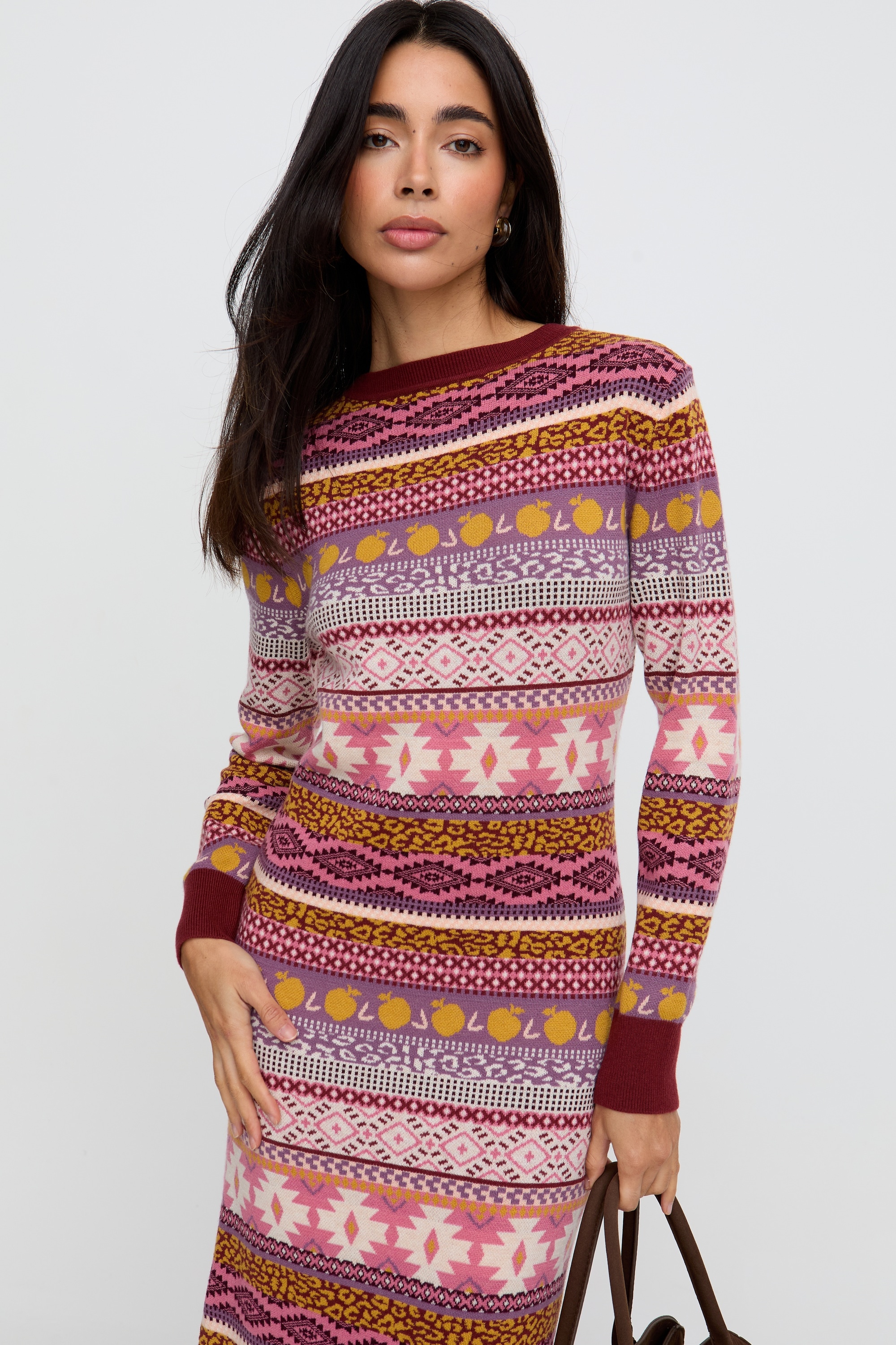 RAFFYA Midikleid »Elvis Longline Folk Jacquard Maxi Dress Damen«