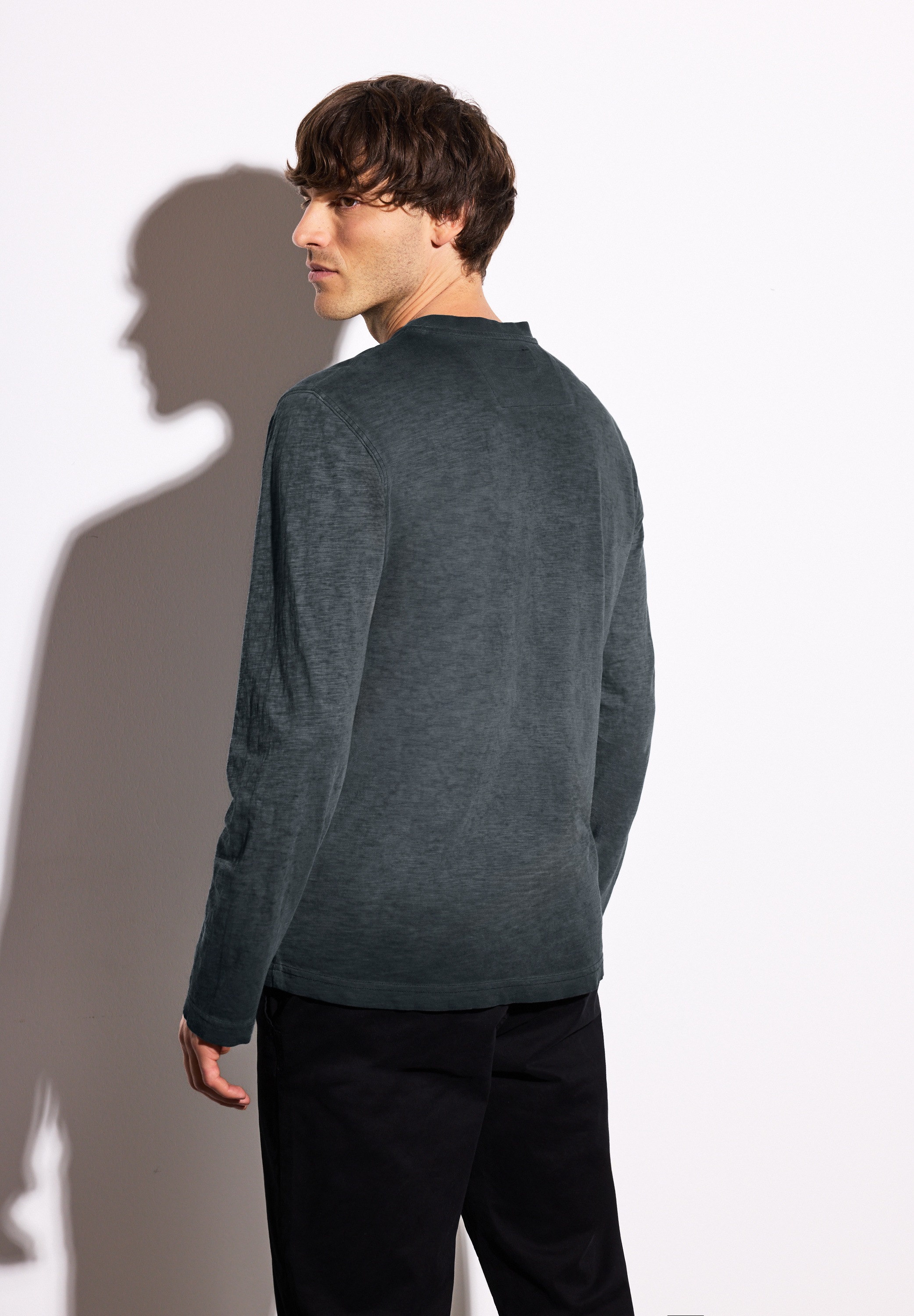 STREET ONE MEN Langarmshirt, aus reiner Baumwolle