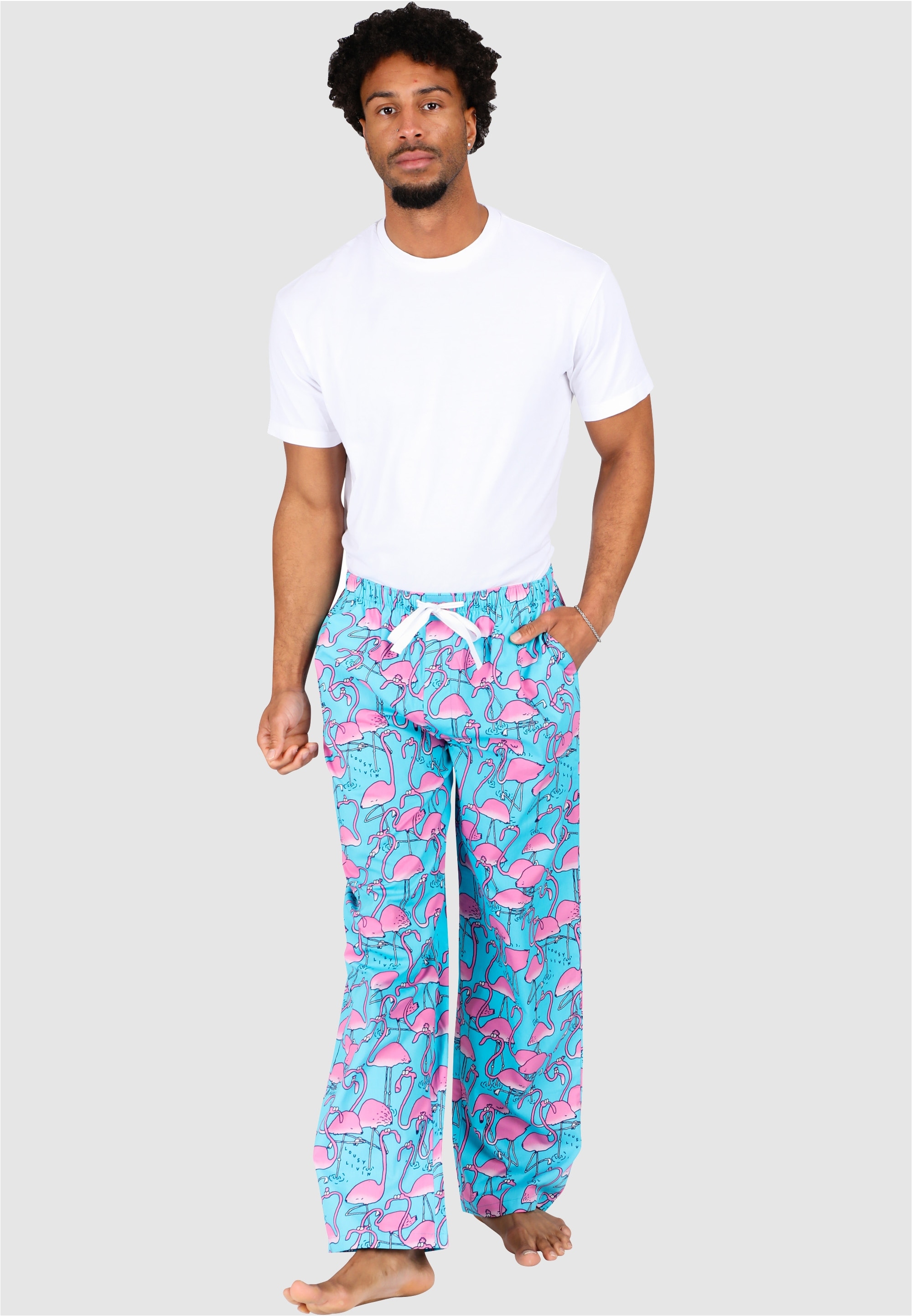 Lousy Livin Schlafhose "Greater Flamingos" mit buntem Allover-Print
