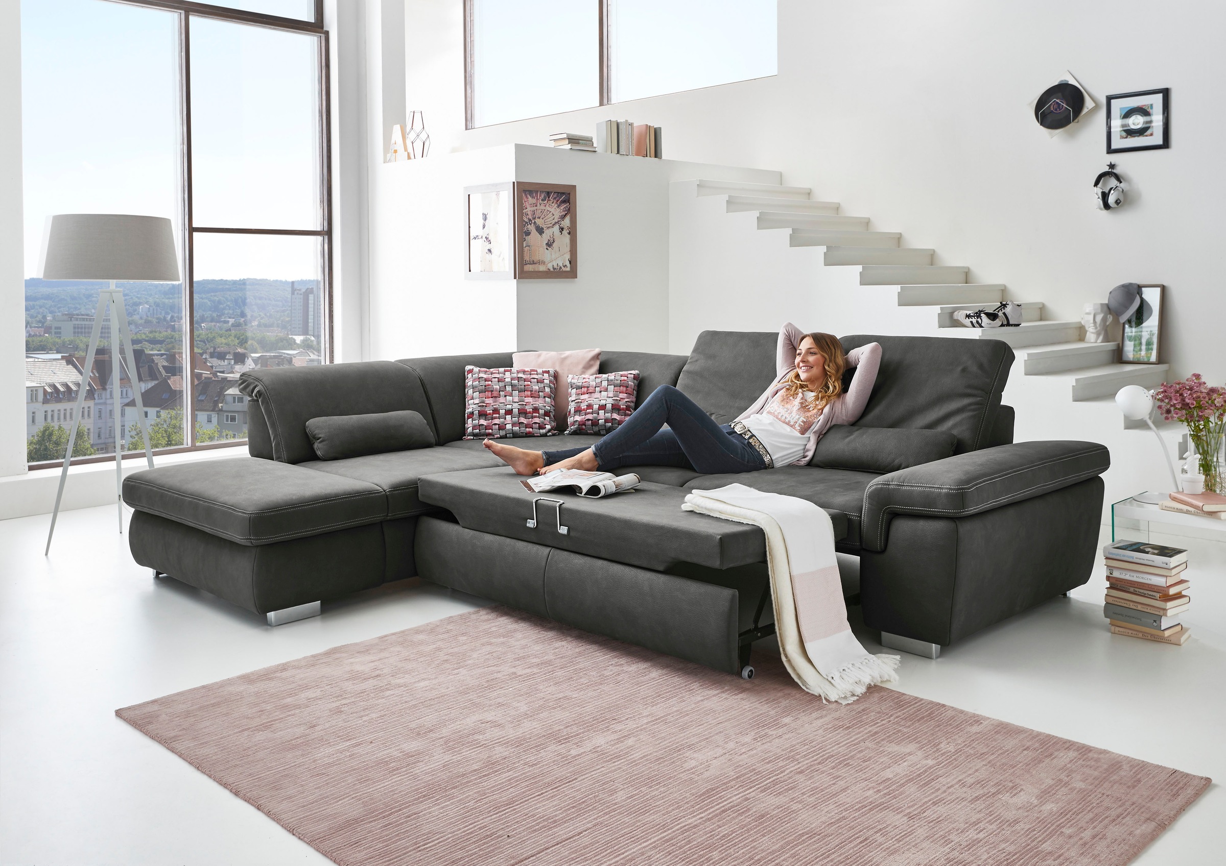 Die PlanBar Ecksofa »MP-IN17041 L-Form«, Sitztiefenverstellung, optional mit Kopfteilverstellung & Bettfunktion