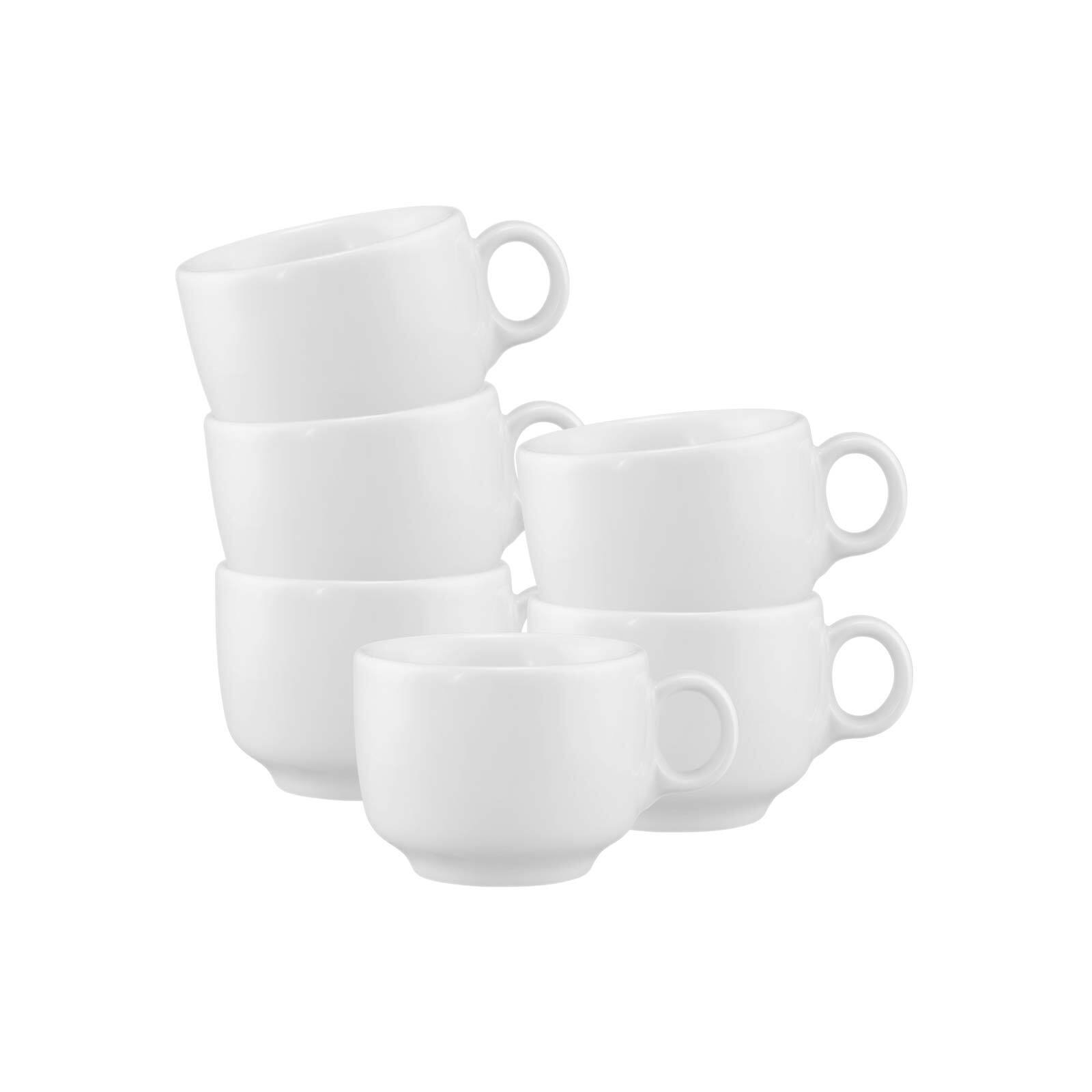 SELTMANN WEIDEN Espressotasse "Espressotassen mit Henkel Sento Home 80 ml 6er Set weiß", Ø 6,7cm x 5,1cm, 80ml, 6, weiß, Trinkgefäße,