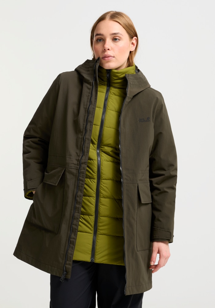 Jack Wolfskin Wintermantel "3IN1 NABUR COAT W" Winterjacke für Kinder, wasserdicht, warm