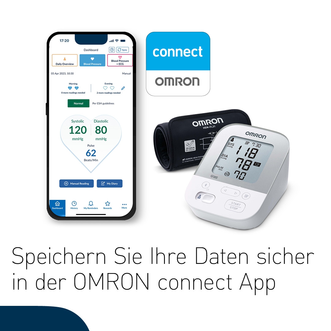 Omron Oberarm-Blutdruckmessgerät »X4 Smart« mit Bluetooth und Intelli Wrap Manschette, mit kostenloser App