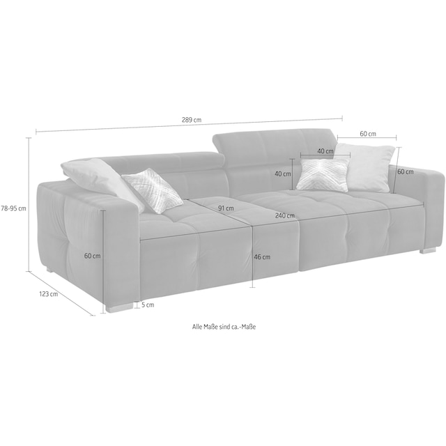 Jockenhöfer Gruppe Big-Sofa »Trento«, mit Wellenfederung, Sitzkomfort und  mehrfach verstellbare Kopfstützen bestellen | BAUR