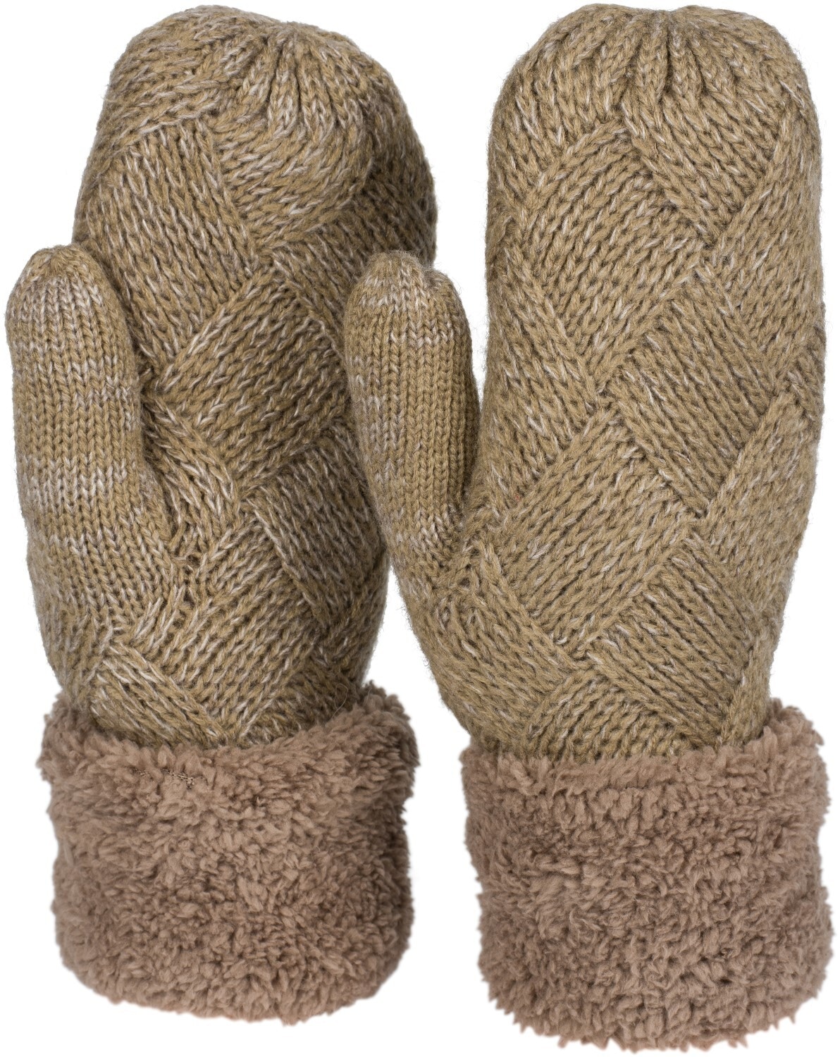 styleBREAKER Fäustlinge "Strickhandschuhe Fäustlinge mit Rauten Muster und Fleece" 1 Stk.