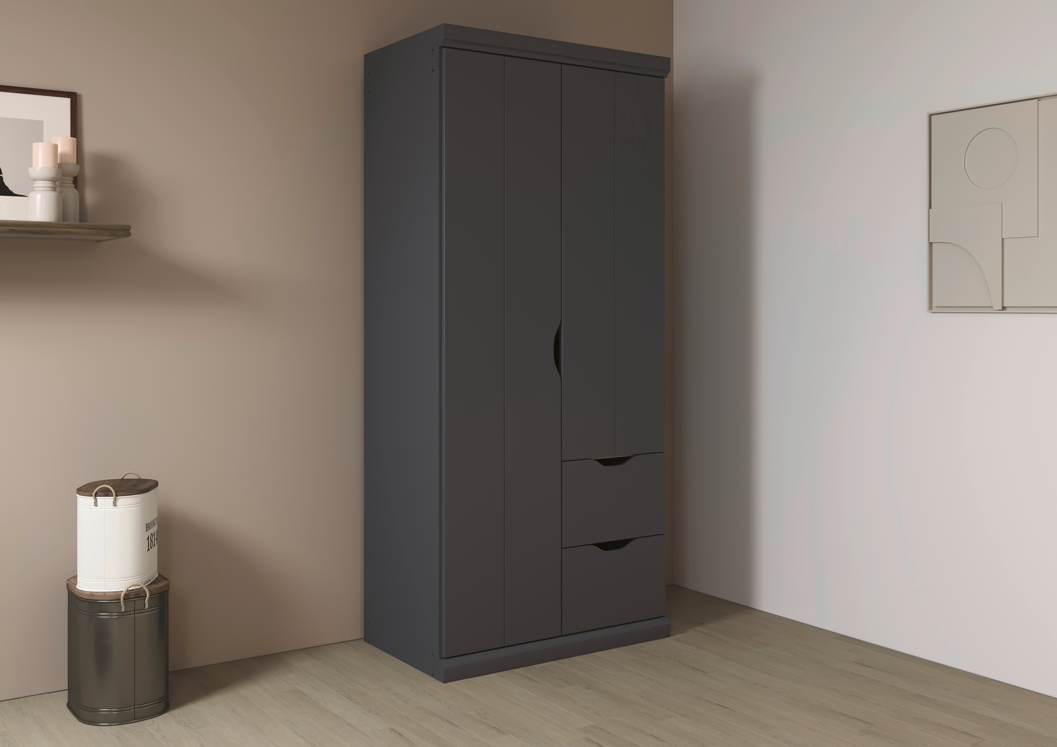 OTTO home Kleiderschrank "Mehrzweckschrank Aktenschrank Möbel Mietswohnung Schlafzimmer MARLENE" 3 verschiedene Ausstattungen BASIC/CLASSIC/PREMIUM (inkl. SOFT-CLOSE), in 3 Breiten 91/136/181 cm im Landhaus-Stil MADE IN GERMANY