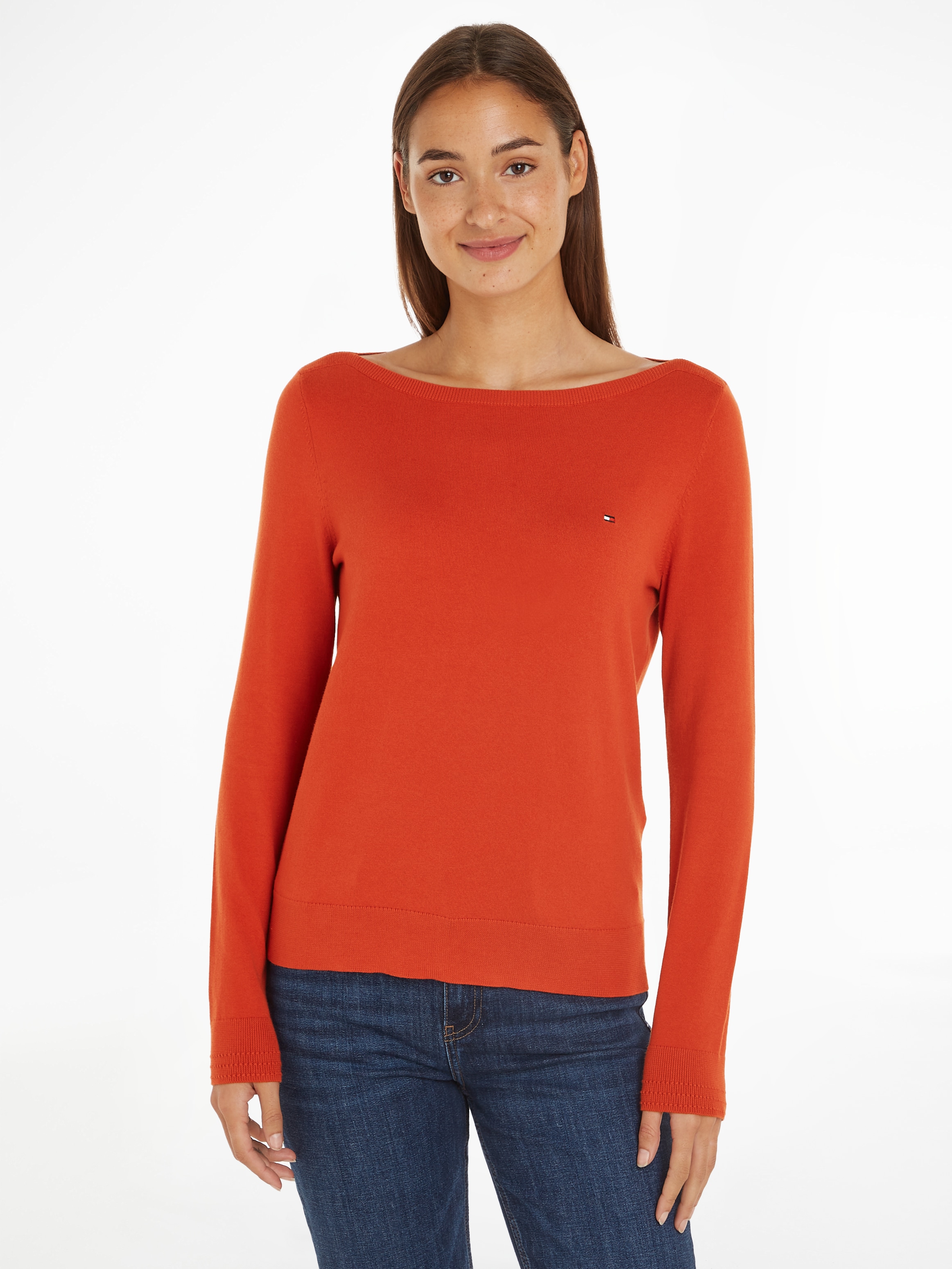 Tommy Hilfiger Strickpullover "CO JERSEY STITCH BOAT-NK SWEATER", mit Tommy günstig online kaufen