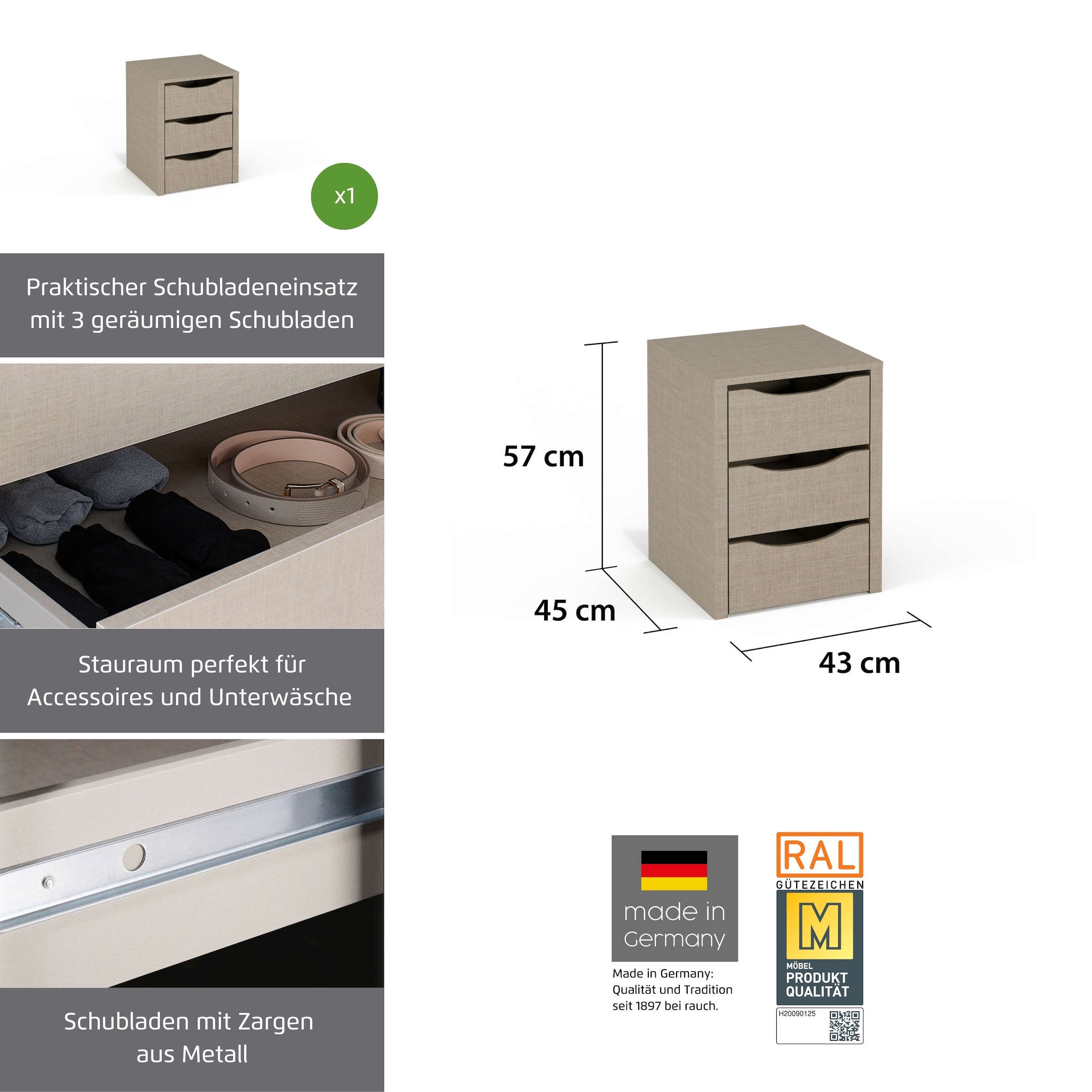 rauch Schubladeneinsatz »Zubehör für Rauch-Schränke ORANGE/BLUE«