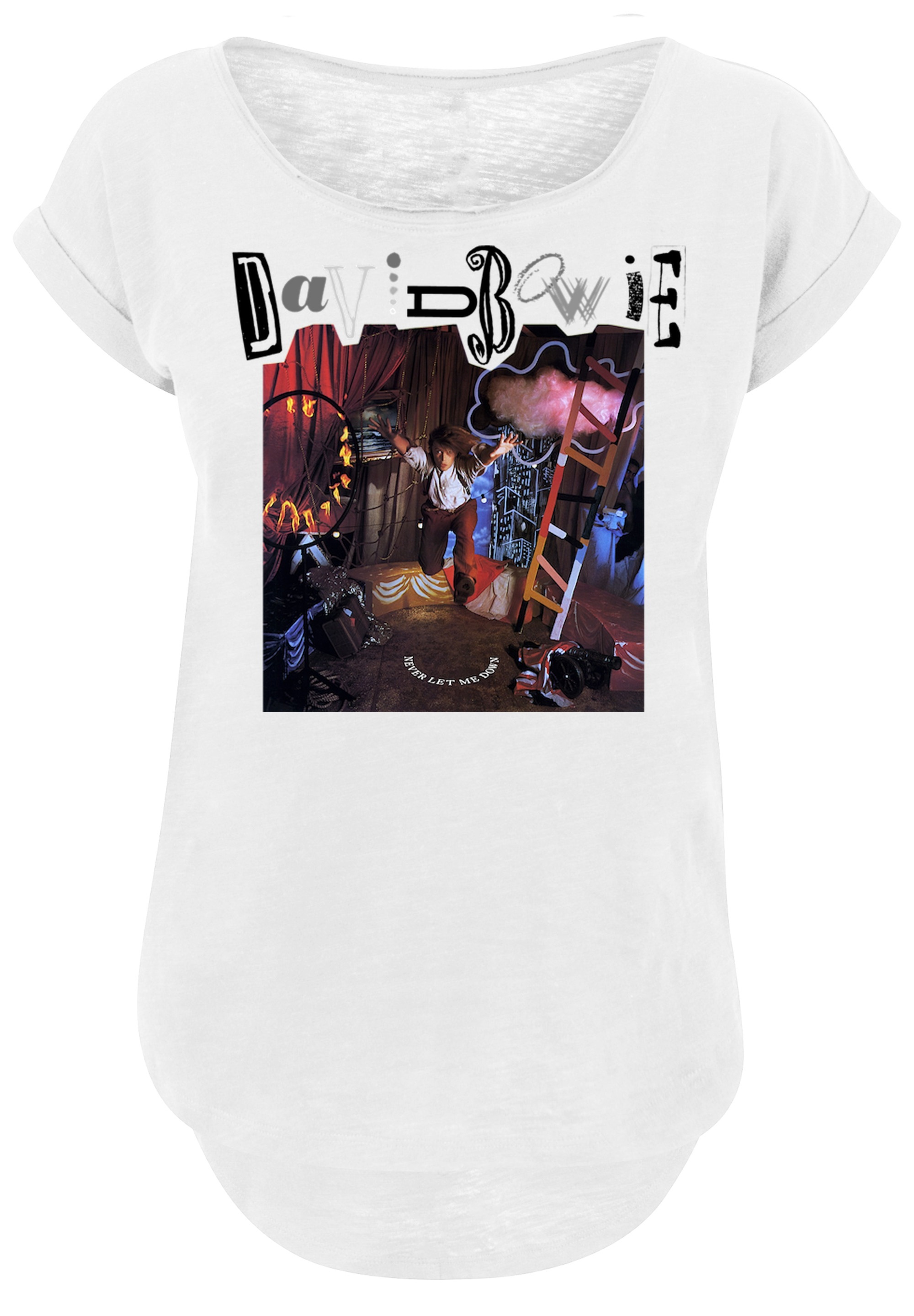F4NT4STIC T-Shirt »Long Cut T-Shirt 'David Bowie Me Down Album Cover'«, Damen,Premium Merch,Lang,Longshirt,Bandshirt