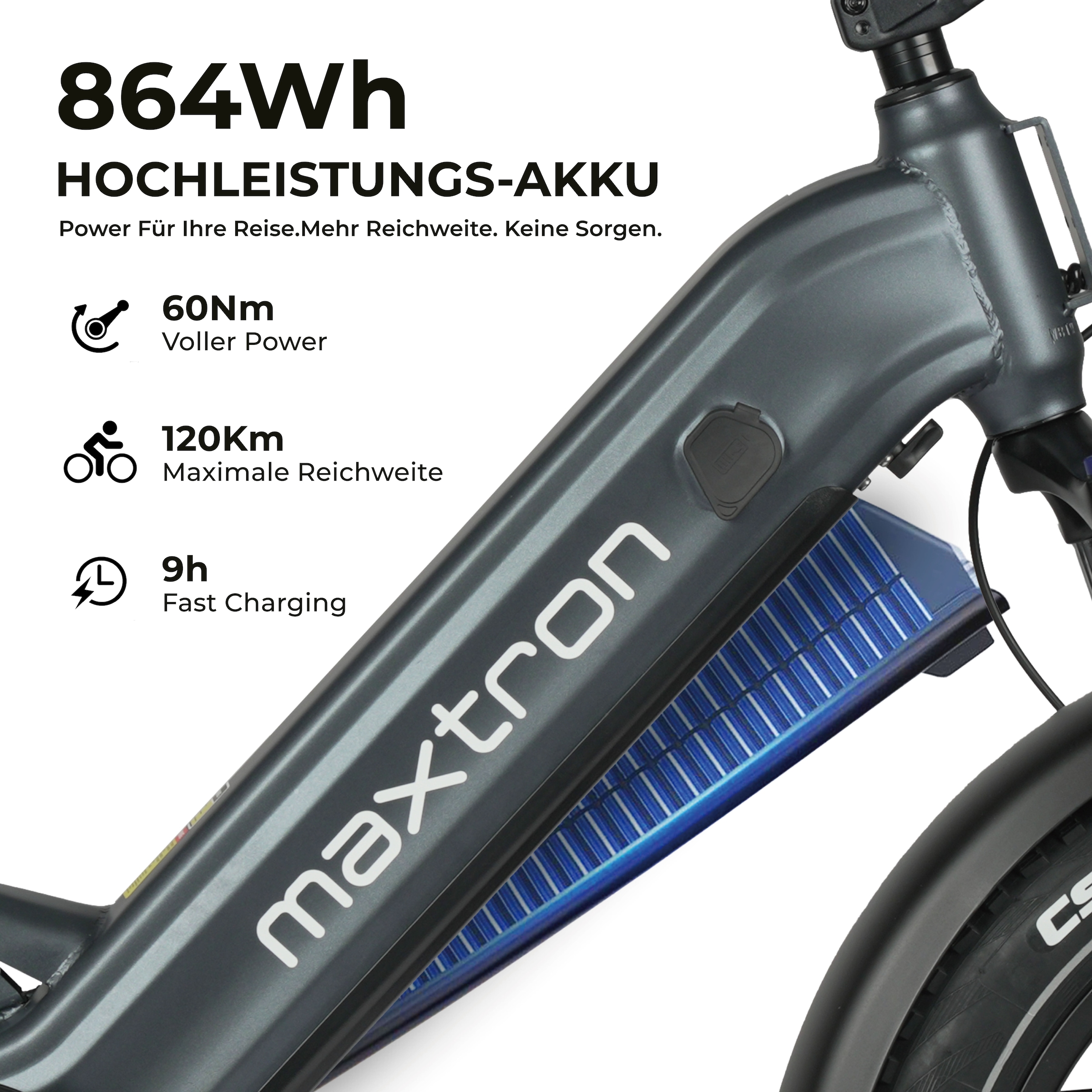 Maxtron »Maxtron Camel E-Bike compactbike« 7 Gang Shimano Kettenschaltung Heckmotor 250 W Packung,  20-Zoll-Fettreifenfahrrad mit Vorder- und Hinterradfederung