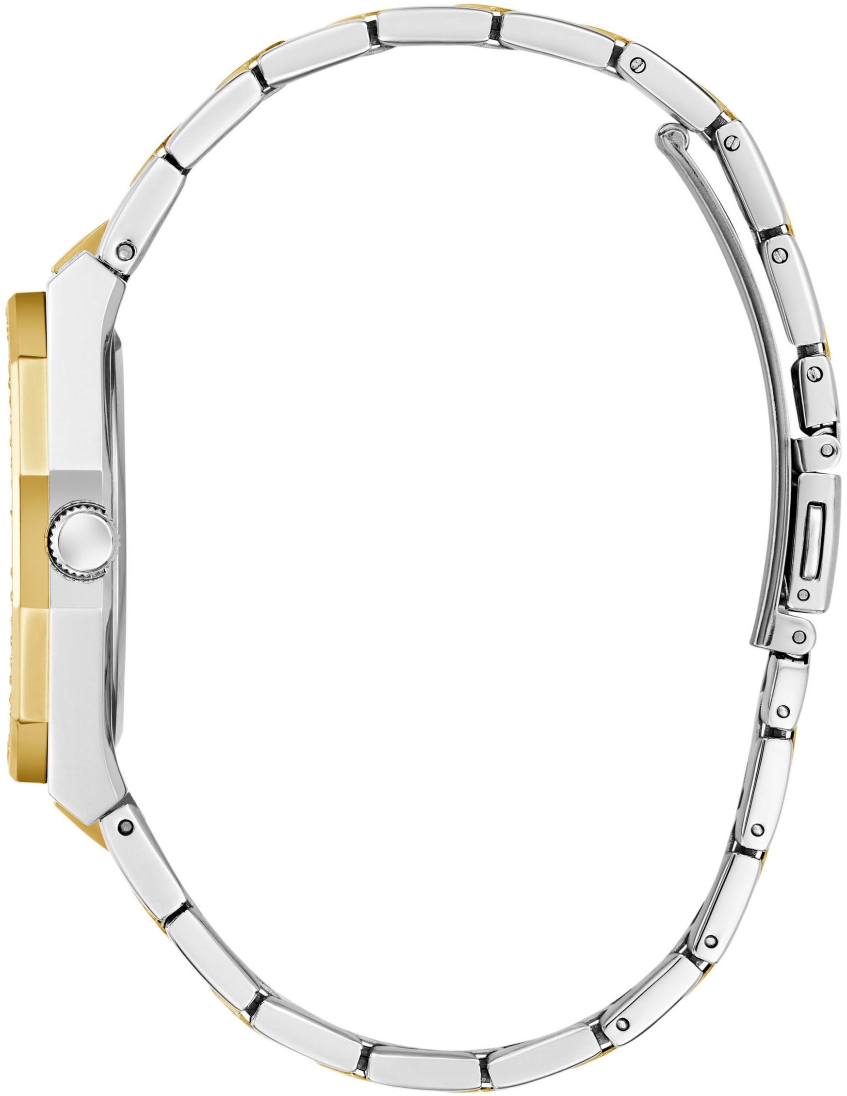 Guess Quarzuhr »DESIRE«, Armbanduhr, Damenuhr, Kristallsteine, Mineralglas, Edelstahlarmband