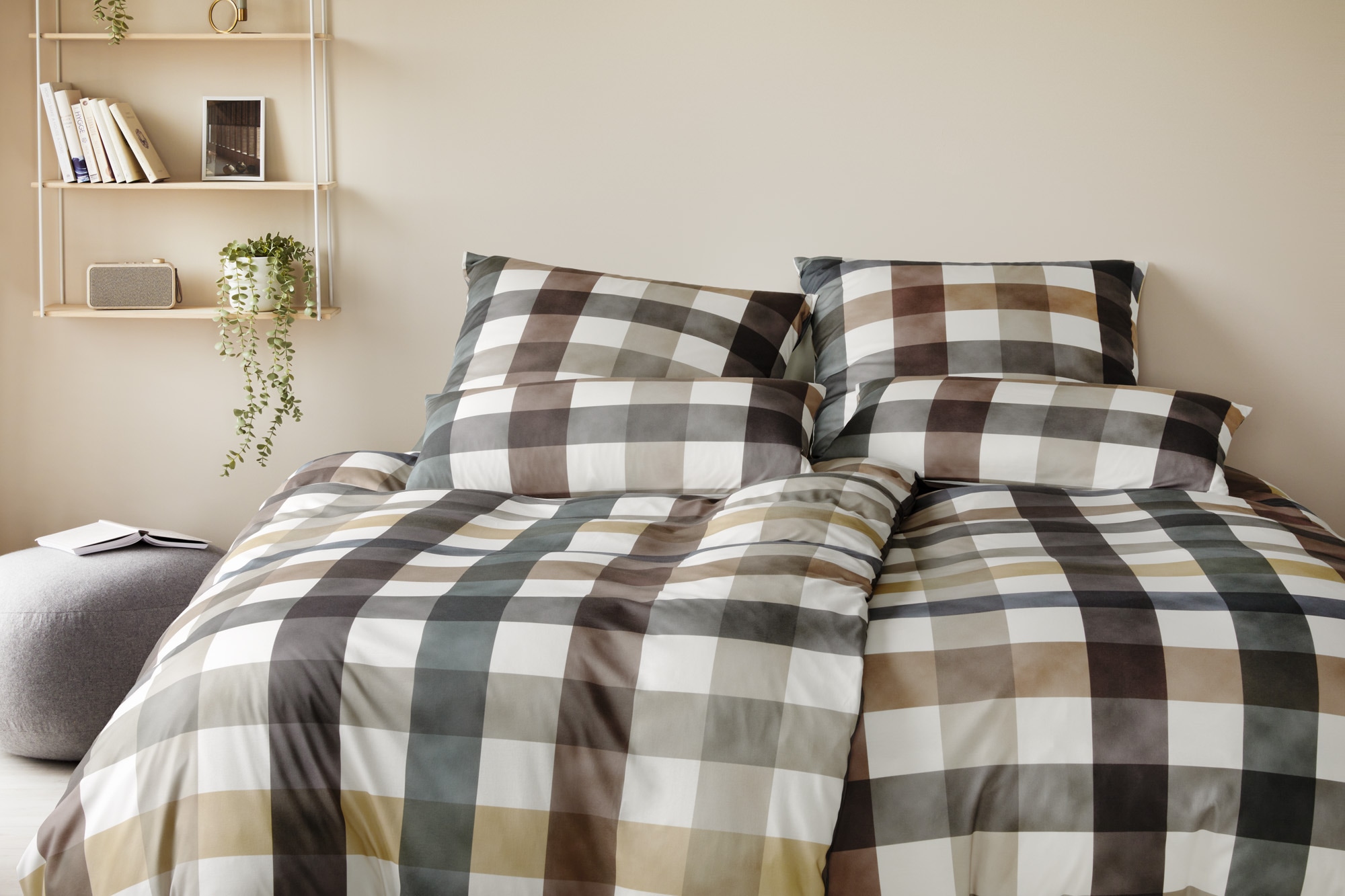 Elegante Bettwäsche "Kuschel Karo" 2 Stk. angenehmes Hautgefühl günstig online kaufen
