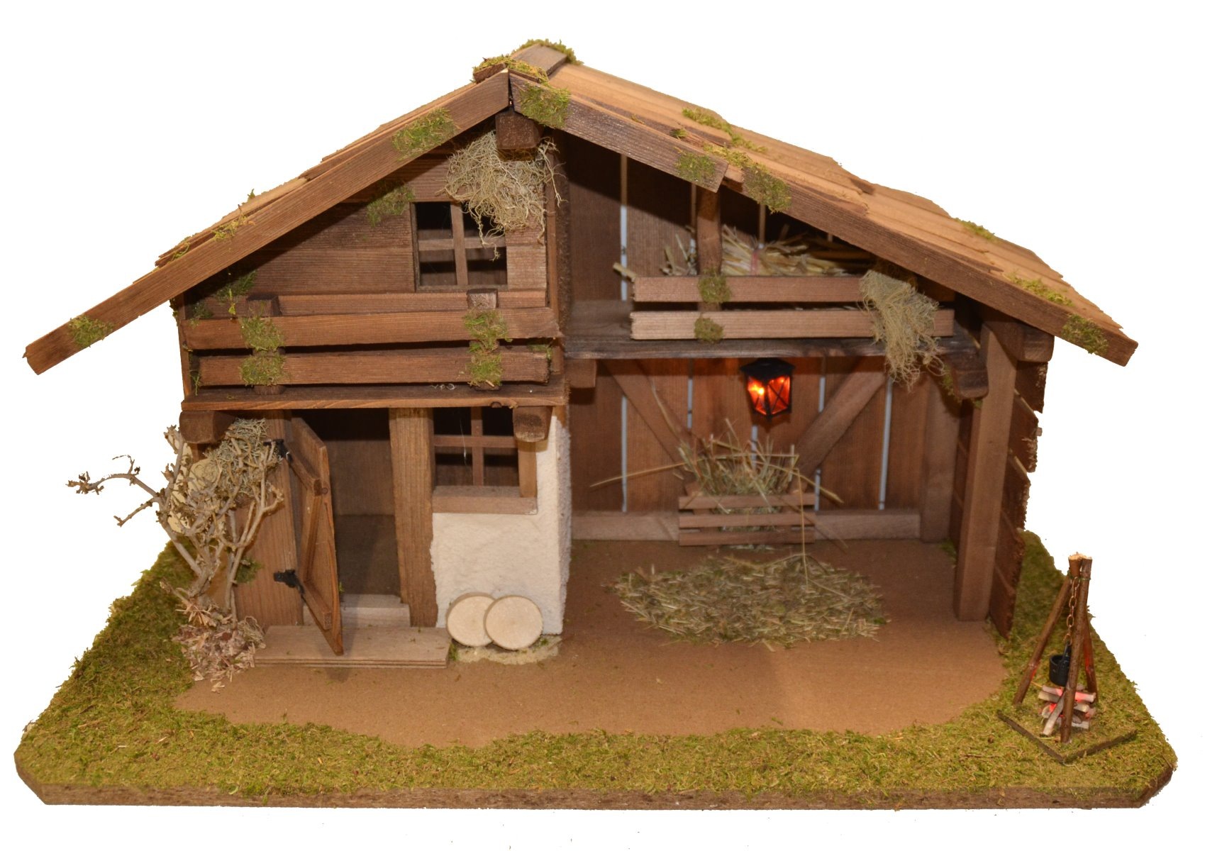 Alfred Kolbe Krippe "Krippenstall ohne Trafo" mit Busch, Laterne, Lagerfeue günstig online kaufen