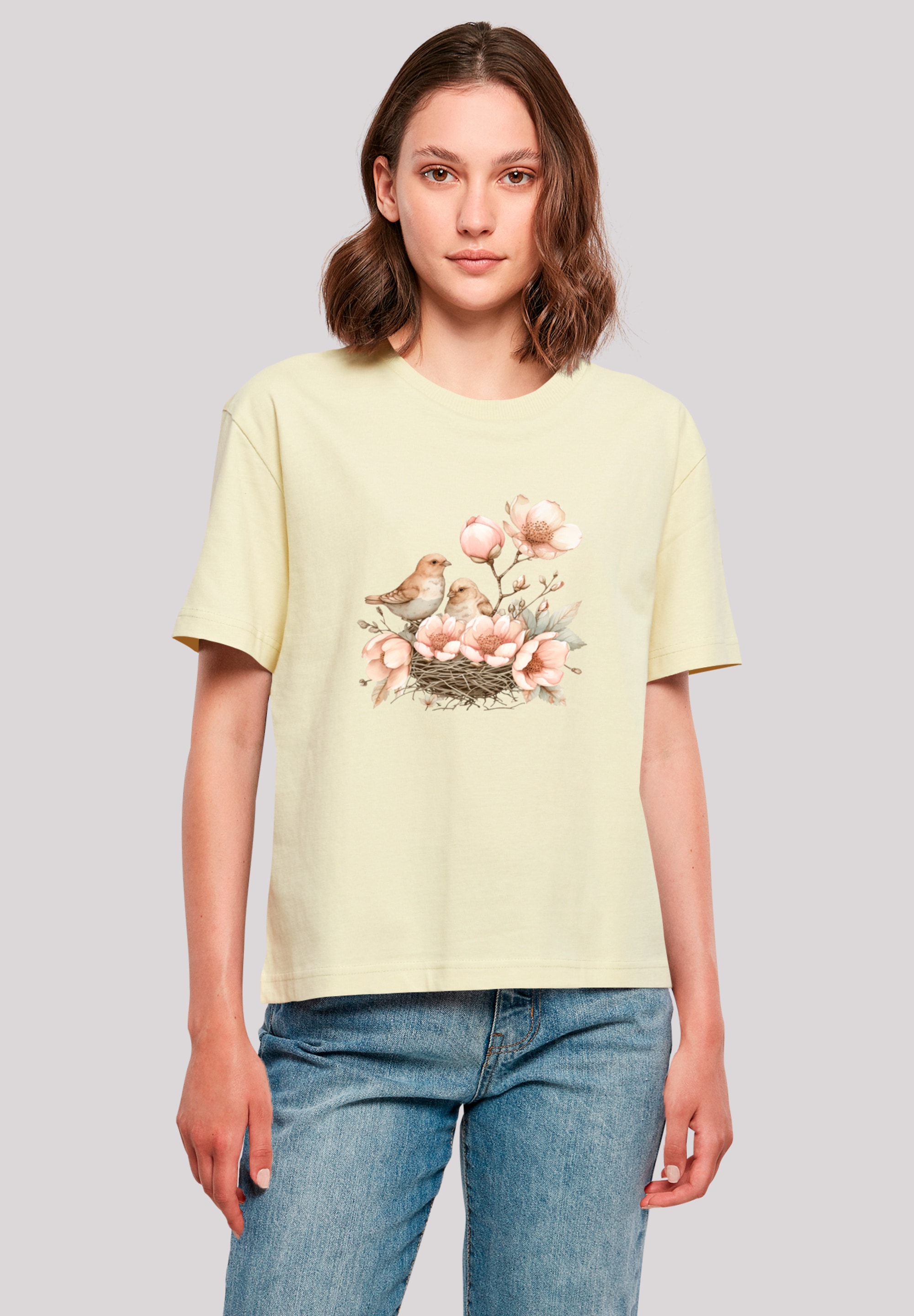 F4NT4STIC T-Shirt "Vogelnest Blumen", Premium Qualität günstig online kaufen