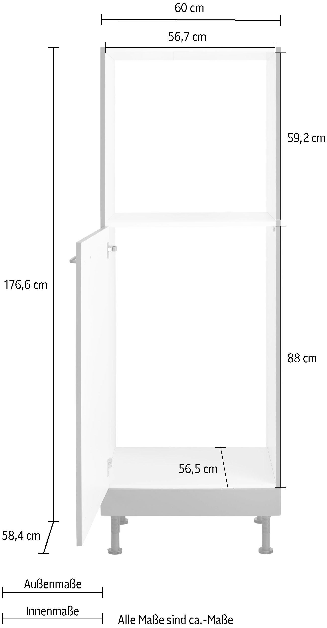 OPTIFIT Backofen/Kühlumbauschrank »Elga«, mit cm Soft-Close-Funktion, 60 Füßen, Breite | höhenverstellbaren BAUR