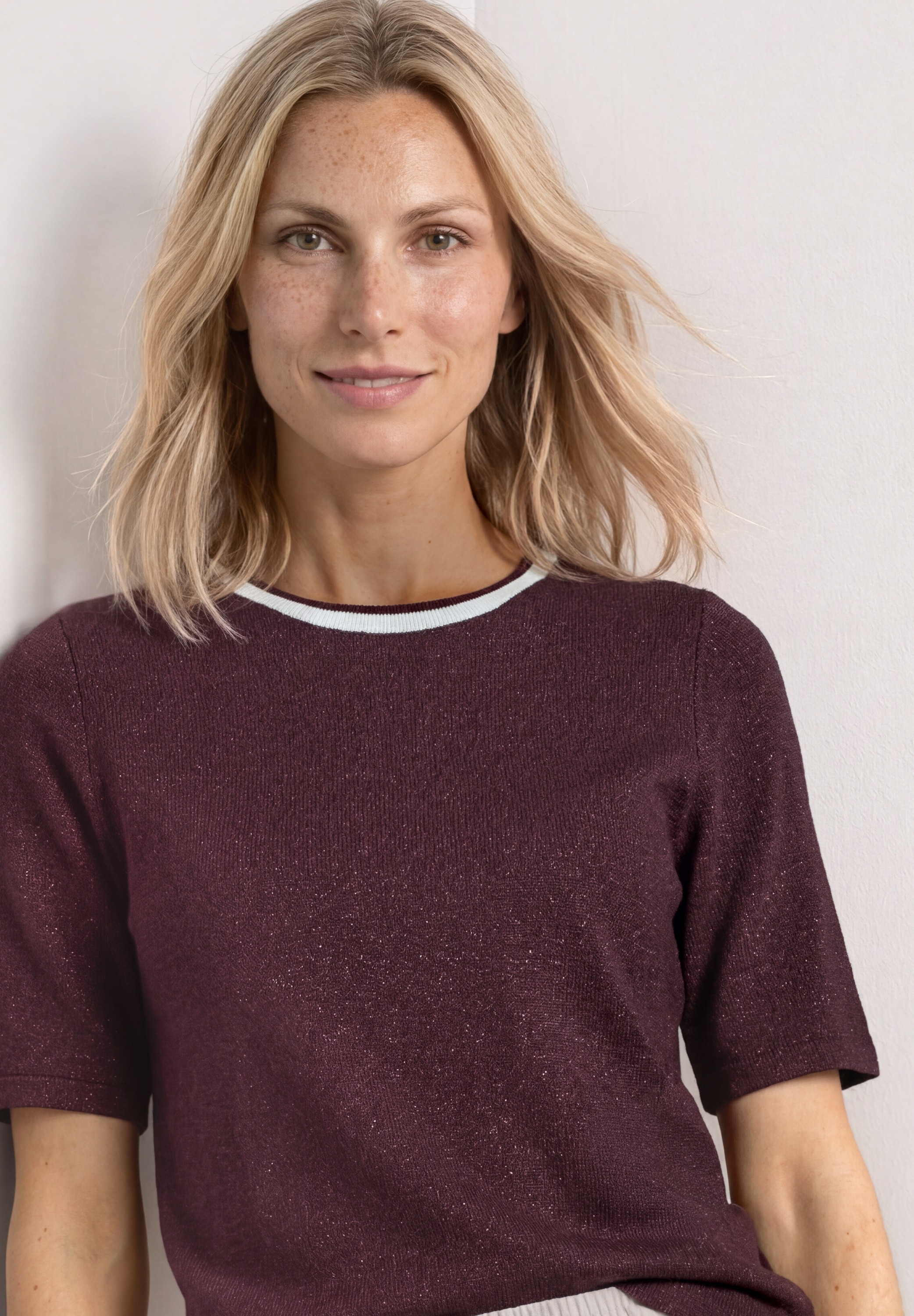 STREET ONE Kurzarmshirt Kurzarm Sommershirt im Strick-Look mit Rundhals