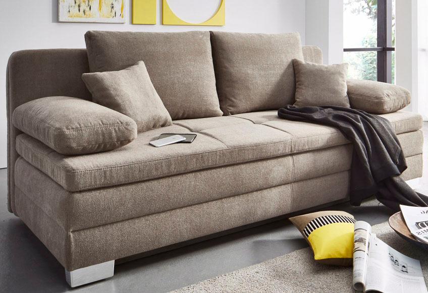 Jockenhöfer Gruppe Schlafsofa "Lindau, B: 203 cm, Liegefl. 160x203 cm" mit Schlaffunktion, Bettkasten, Zierkissen & Kaltschaumtopper