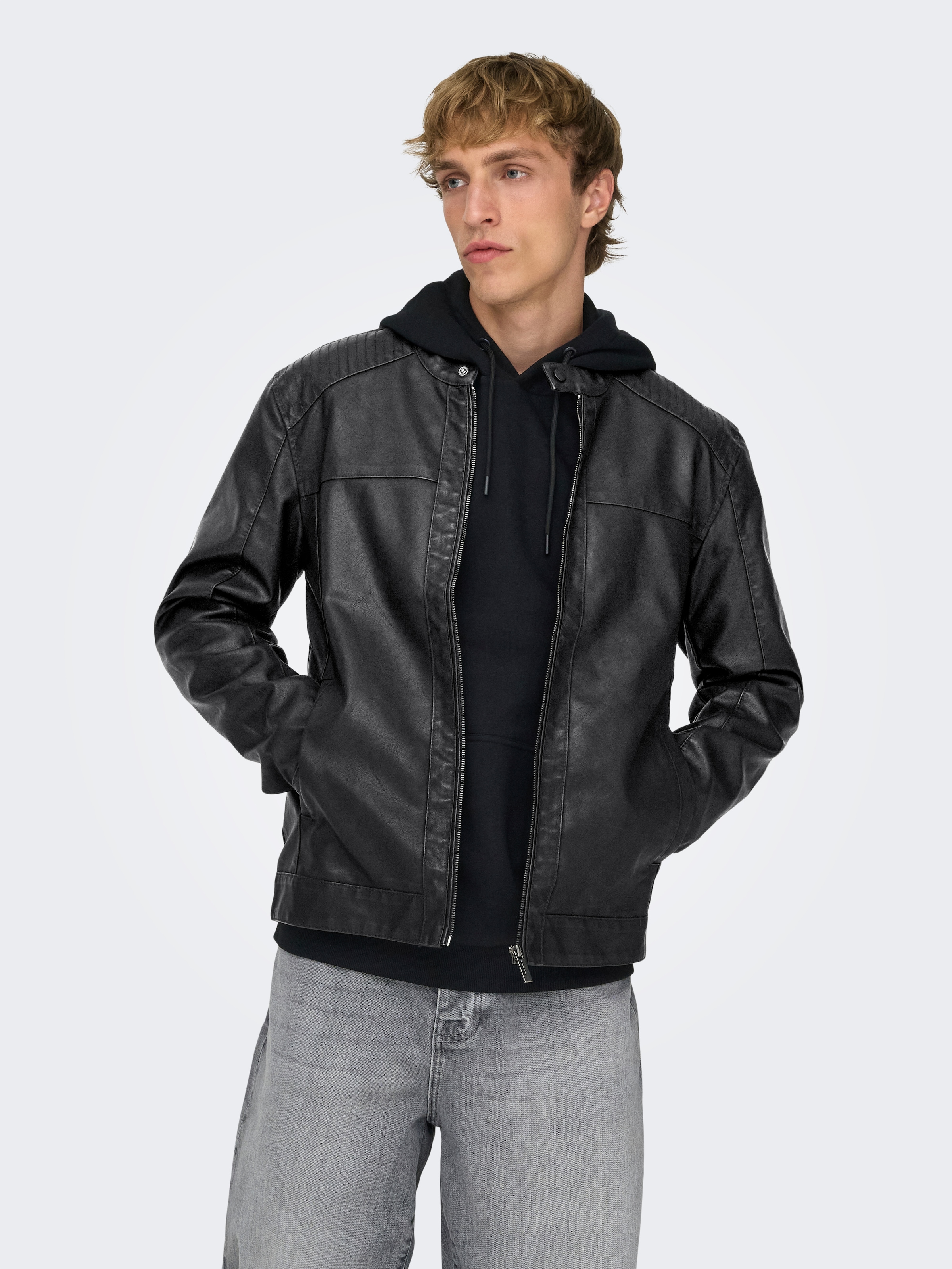 ONLY & SONS Bikerjacke "MIKE PU RACER JACKET" ohne Kapuze günstig online kaufen