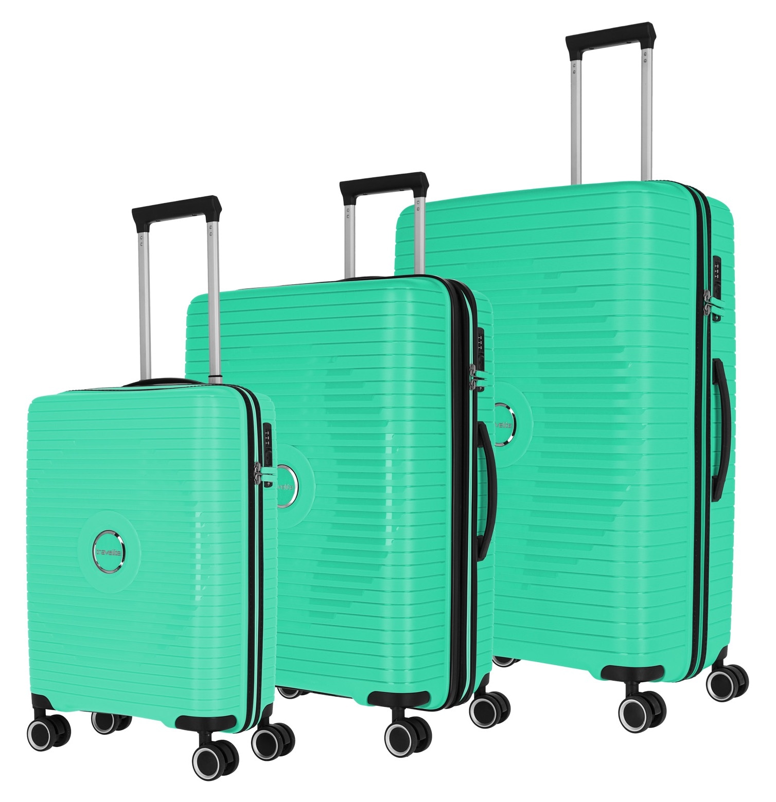 travelite Trolleyset »ORBITA 4w S/M/L«, (Set, 3 tlg., Hartschalen Trolleyset), Hartschalen-Koffer Kofferset Reiseset Handgepäck Aufgabegepäck
