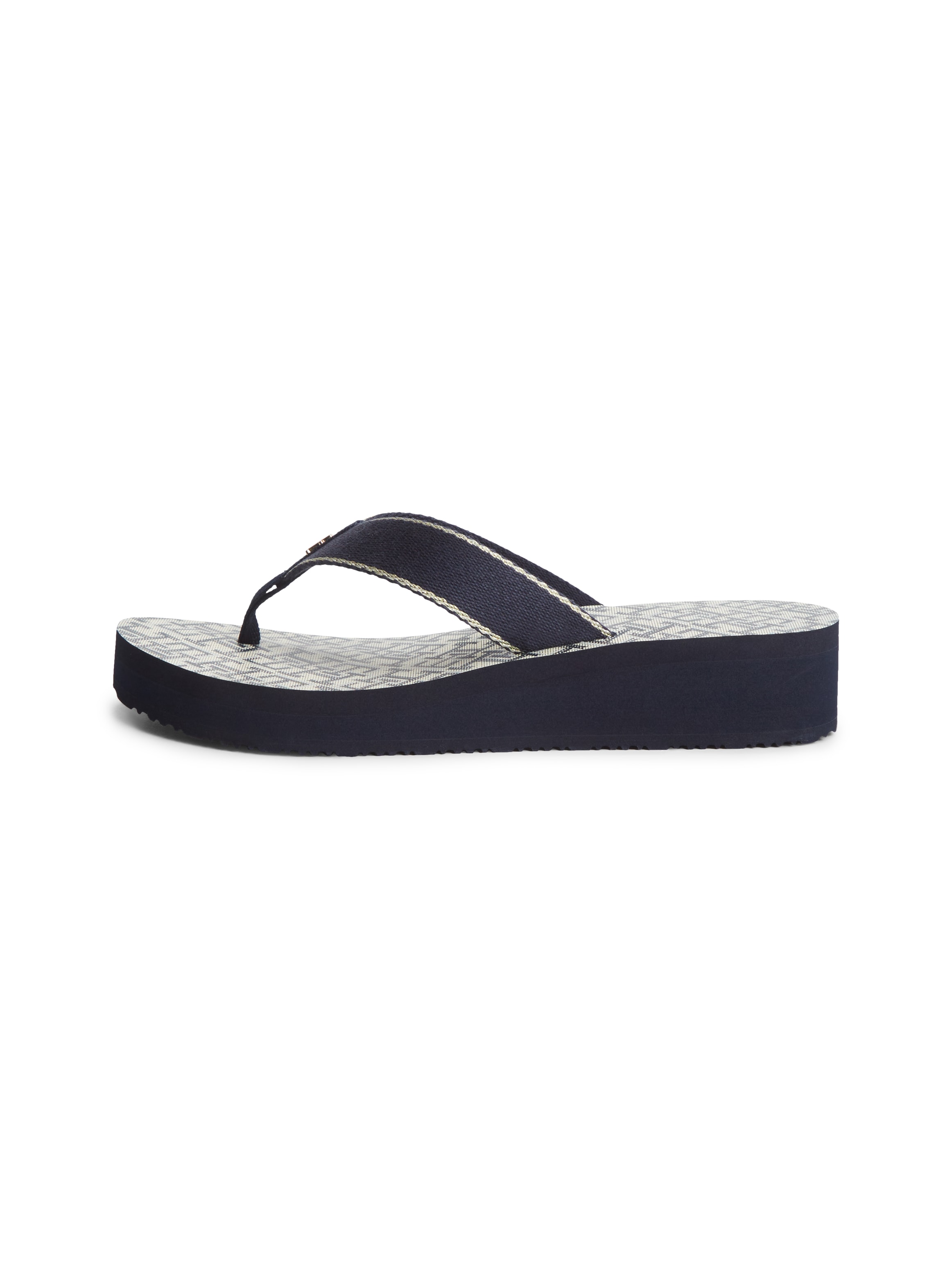 Tommy Hilfiger Zehentrenner »TH MONOGRAM MID WEDGE SANDAL«  Sommerschuh, Dianette mit logobedruckter Innensohle