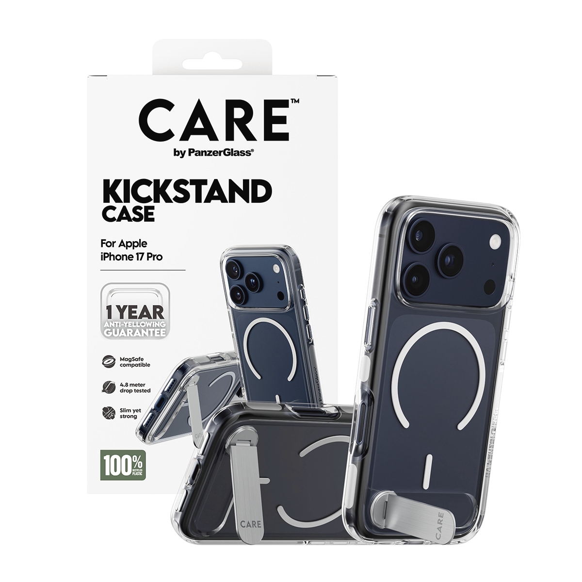 CARE by PanzerGlass Handyhülle »Kickstand Case für Apple iPhone 17 Pro« Apple iPhone 17 Pro Backcover, Schutzhülle, Handyschutzhülle, Case, Schutzcase, stoßfest