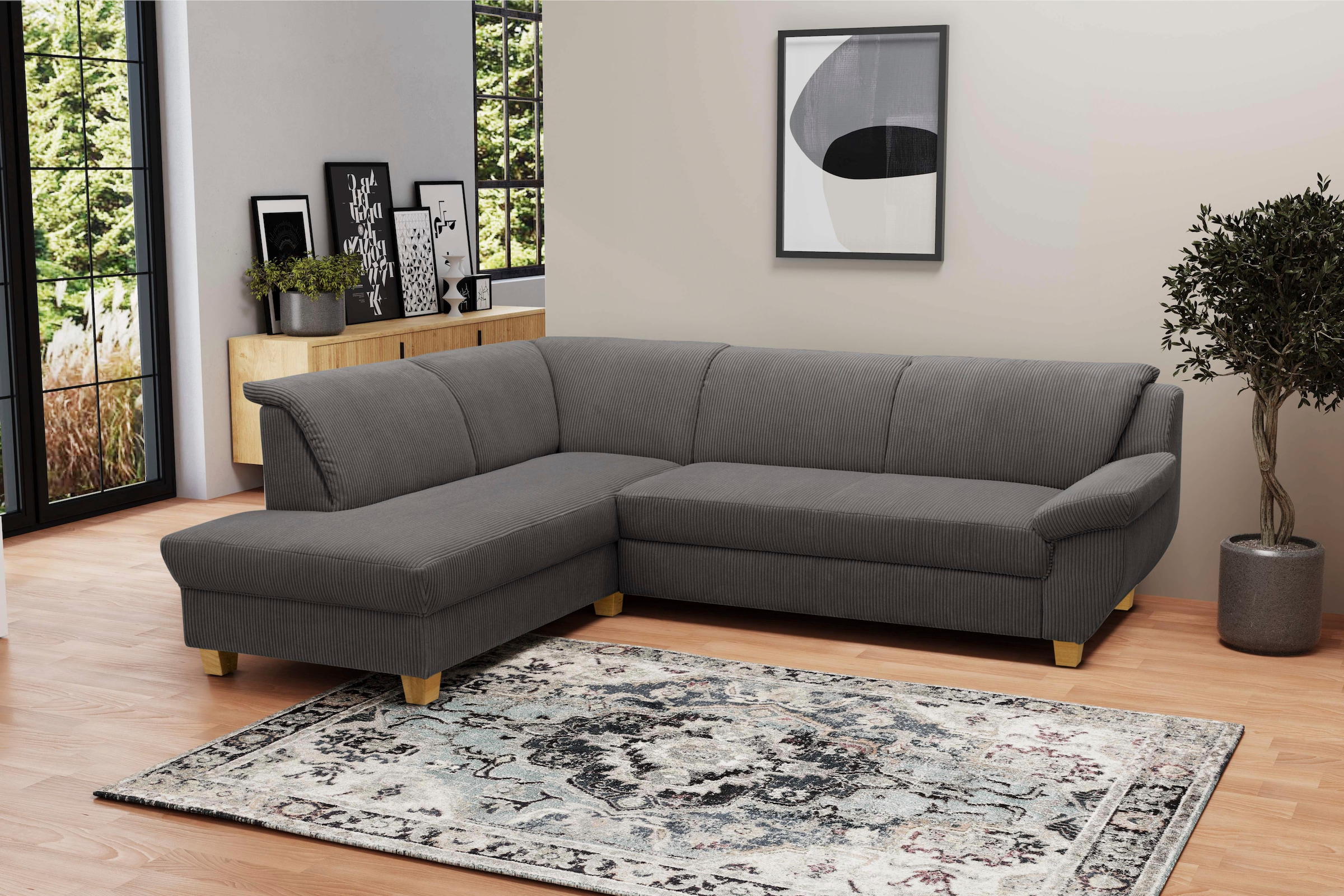 Home affaire Ecksofa »Yesterday L-Form«, wahlweise mit Bettfunktion, auch in Cord