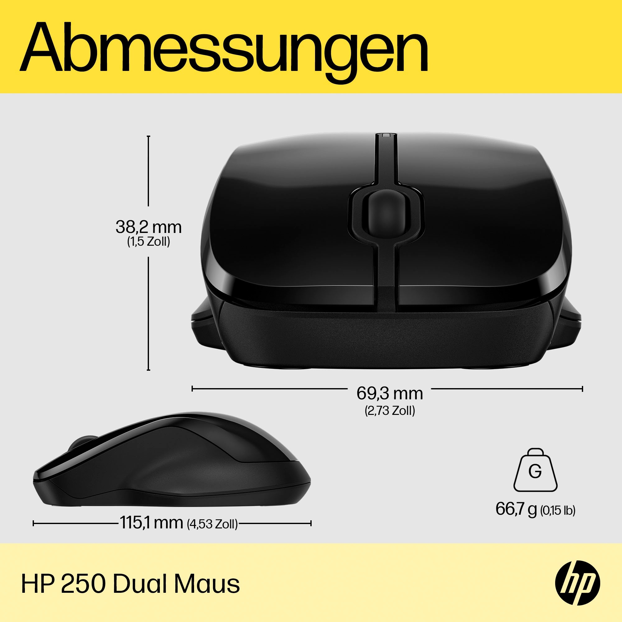 HP Maus »250 Dual Mode«, Bluetooth-kabellos