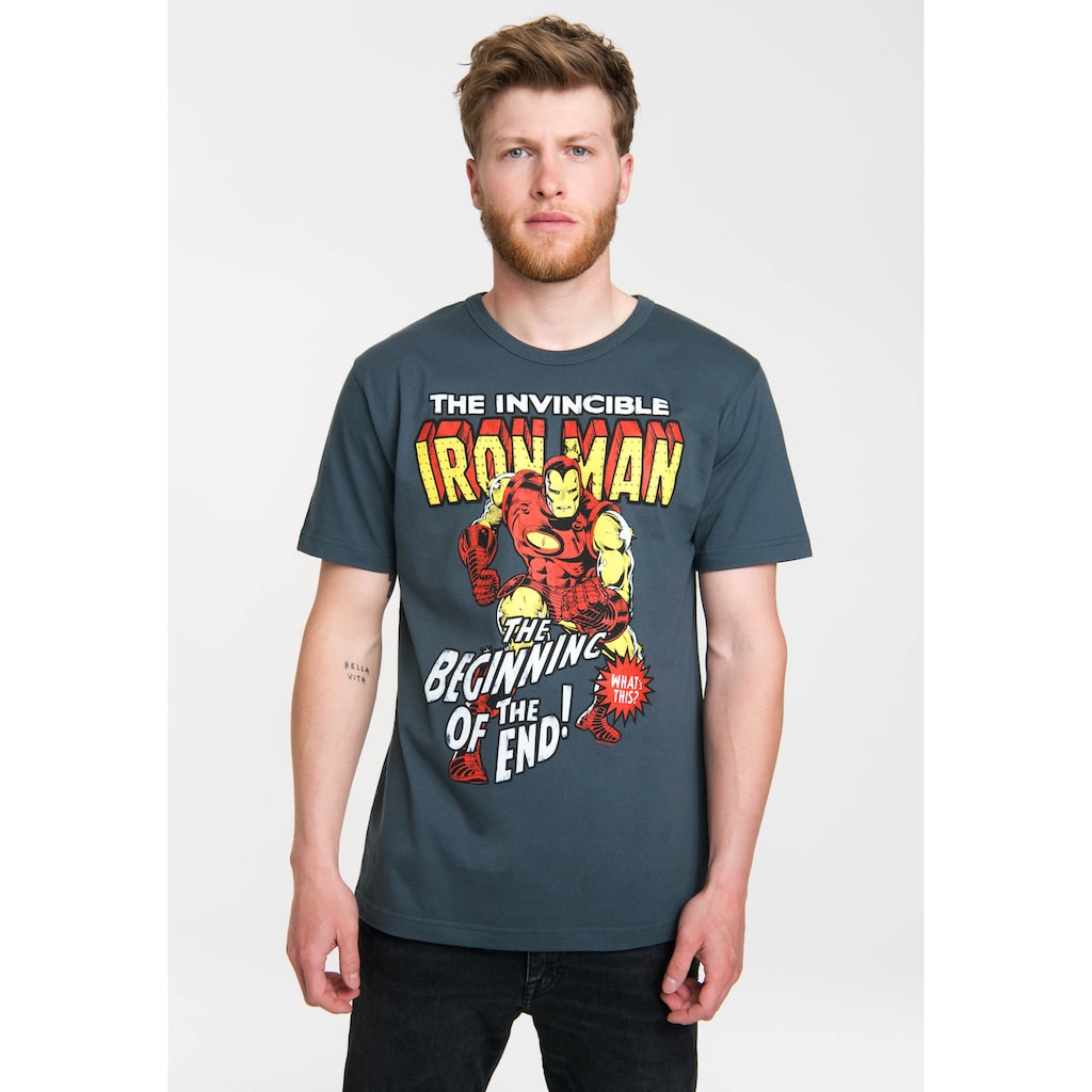 LOGOSHIRT T-Shirt »Iron Man Logo Marvel« mit Retro-Print