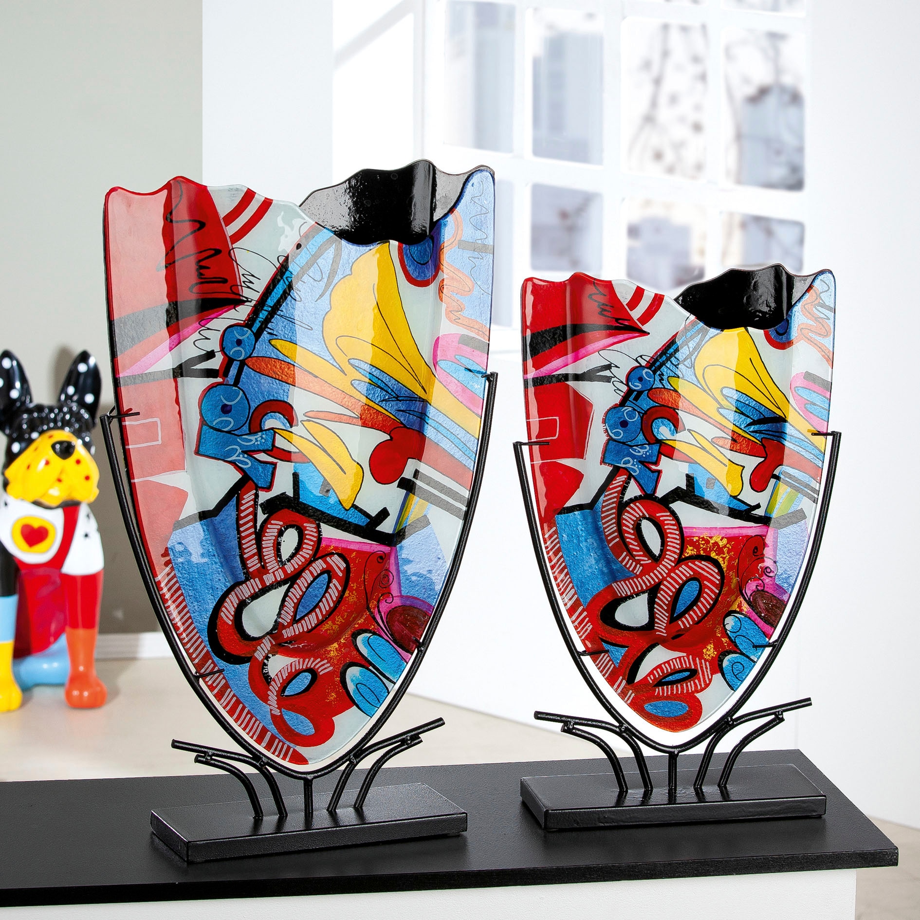 Casablanca by Gilde Dekovase »Street Art«, (1 St.), Vase aus Glas auf  Metallständer, Höhe ca. 47 cm kaufen | BAUR