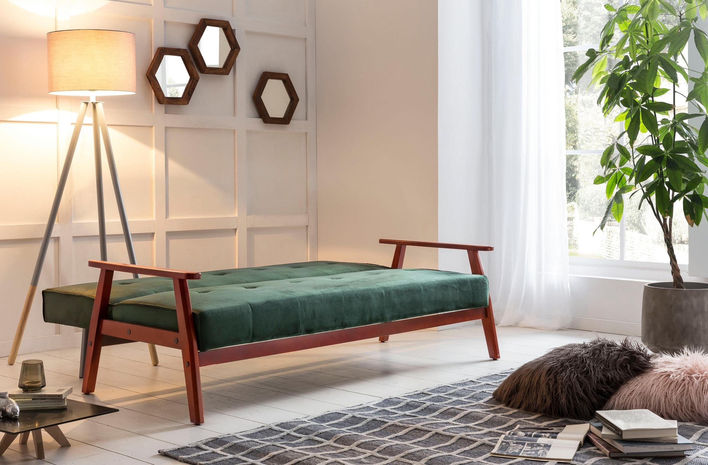 SalesFever Schlafsofa »Skagen, Sofa, 3-Sitzer«, mit Holzgestell, 60° Relax- und Schlaffunktion, Breite 190 cm