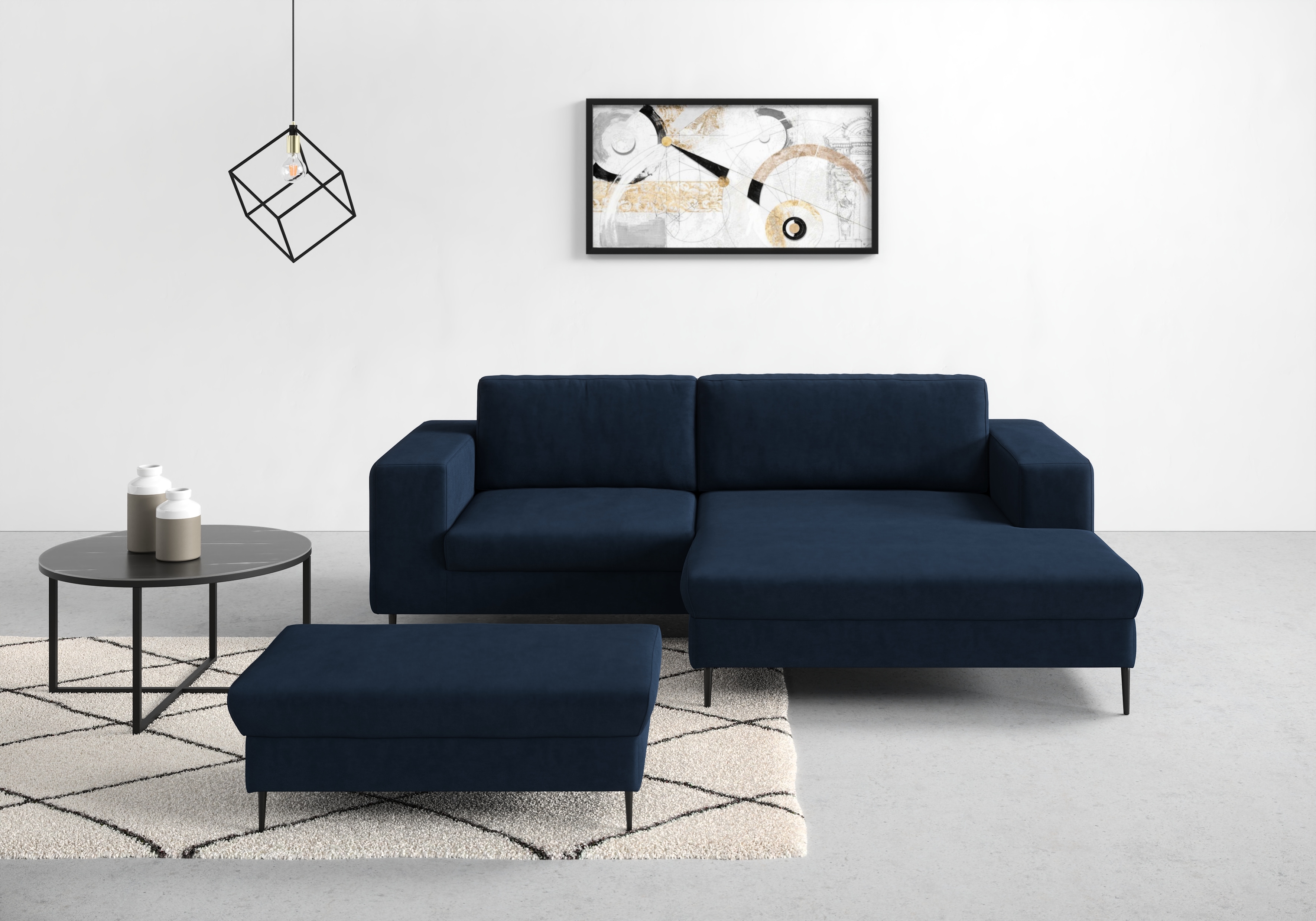 DOMO collection Ecksofa "Modica kompakt und elegant, Breite 244, L-Form" Auch in Cord, Fußhöhe passend für gängige Saugroboter