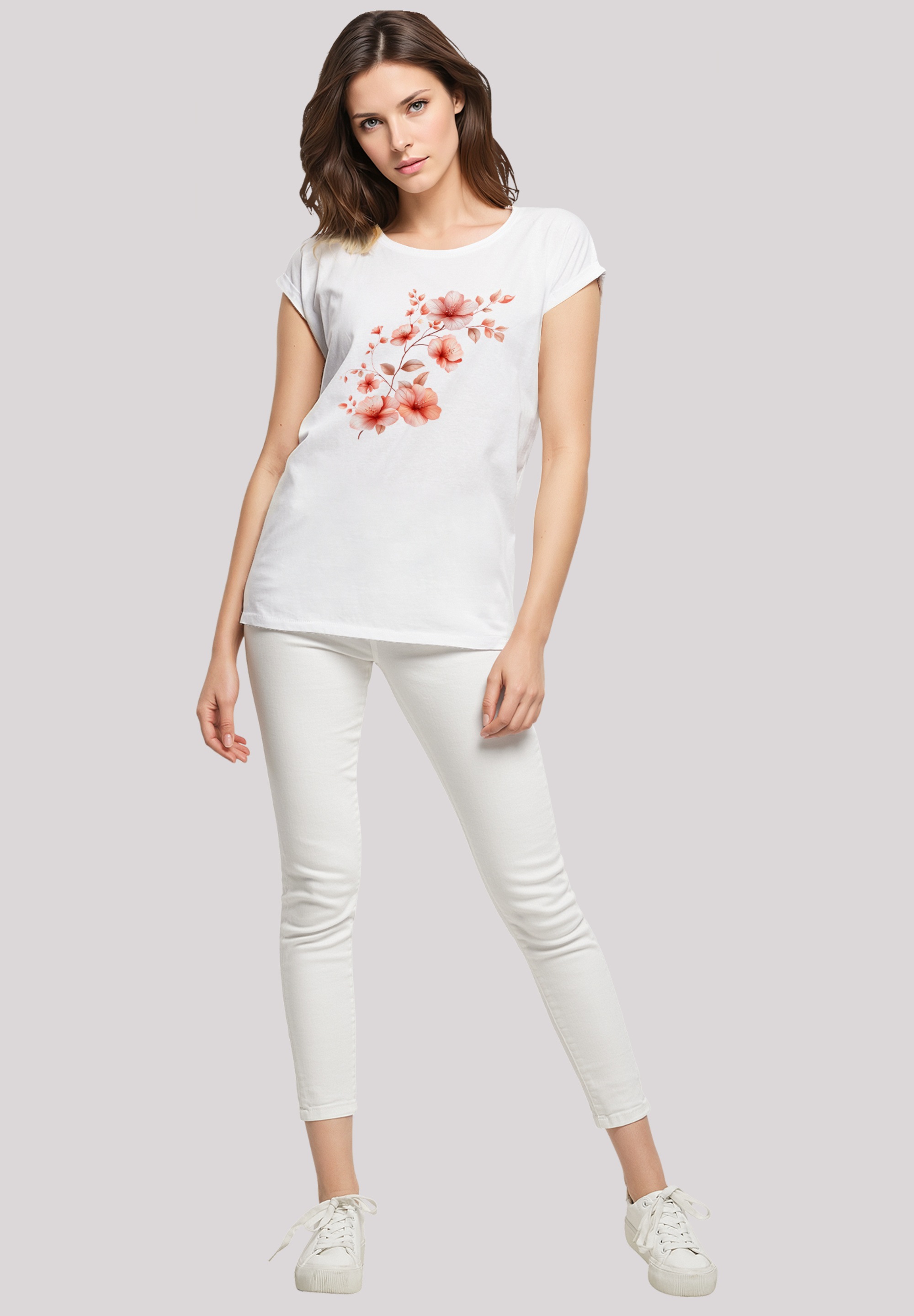F4NT4STIC T-Shirt »Rosa Blumenzweig 3D«, Premium Qualität