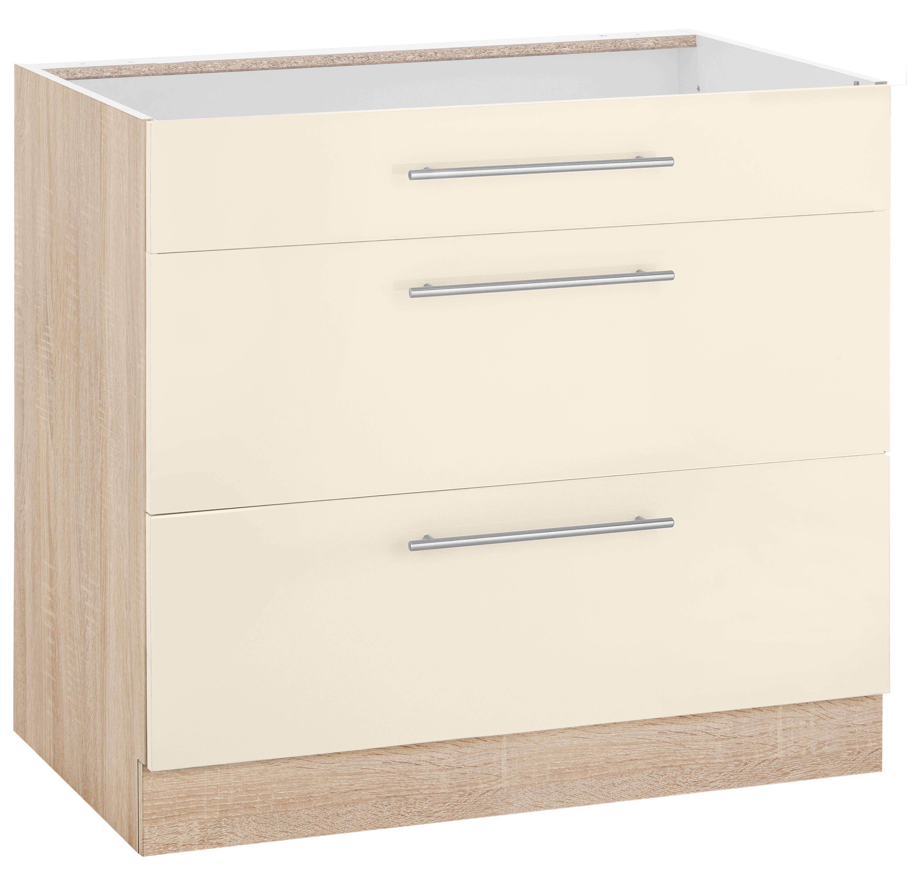 wiho Küchen Unterschrank "Flexi2, Breite 90 cm, Soft-Close Funktion" 1 Schubkasten, 2 Auszüge