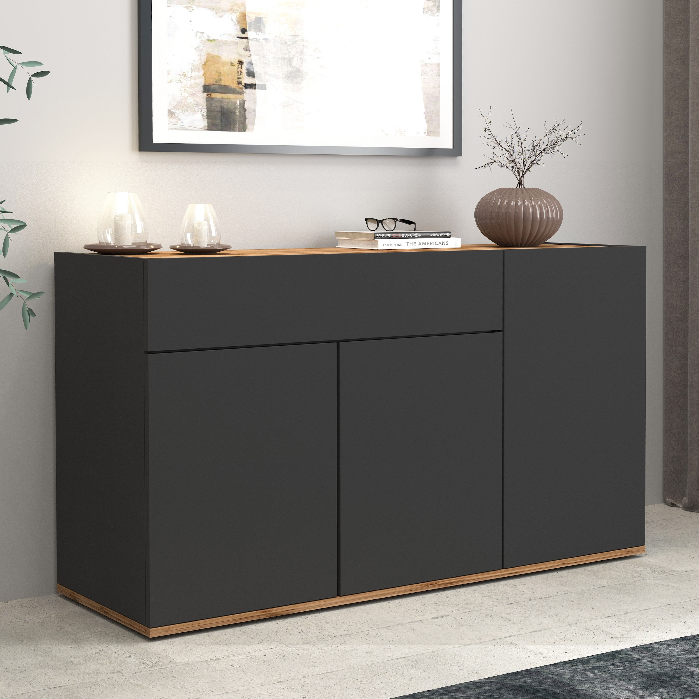 INOSIGN Sideboard »Garda, Kommode, Schrank, Kredenz«, 3 Türen, 1 Schublade, grifflos Breite 120,1 cm